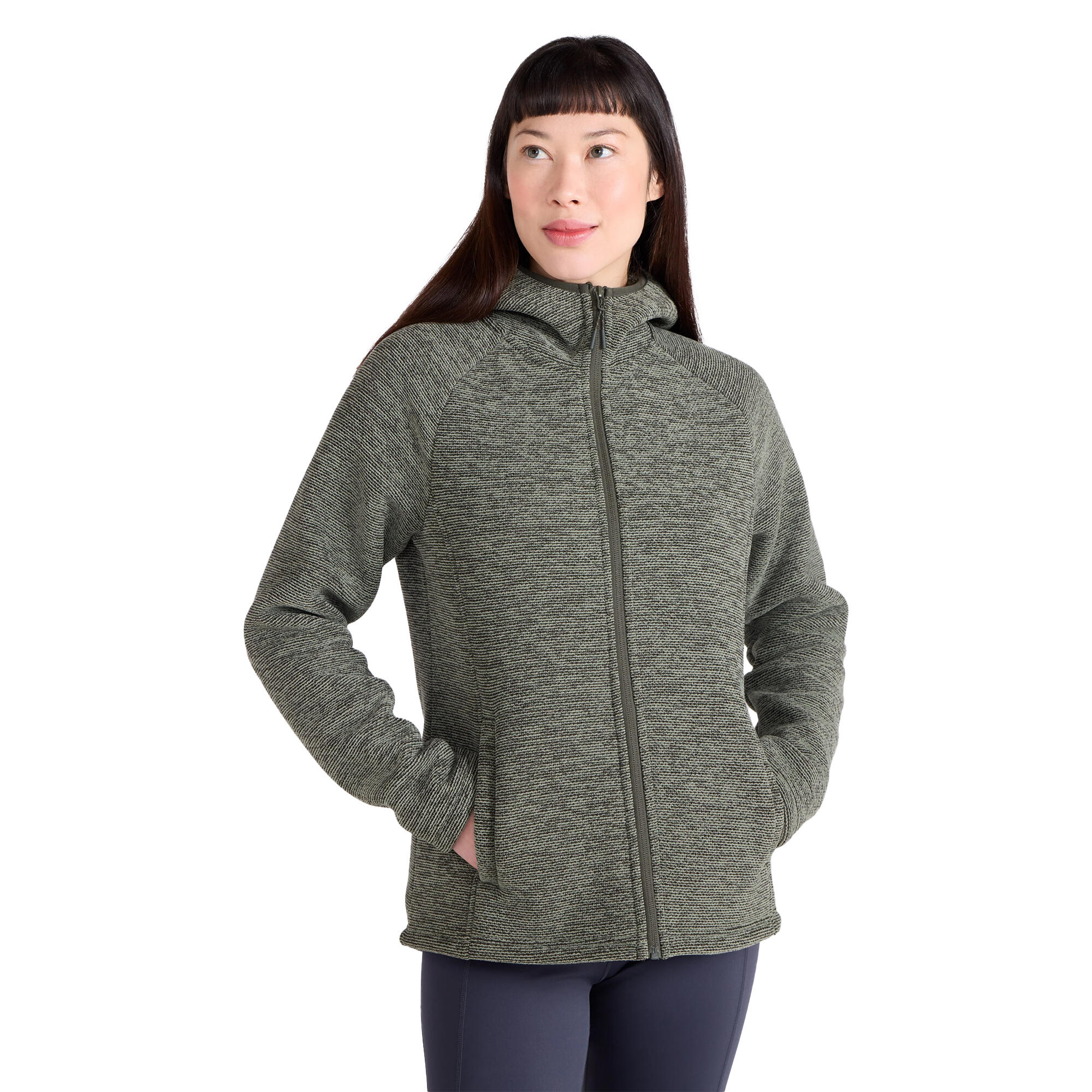 MOUNTAIN WAREHOUSE Womens/Ladies Hayfield Melange Faux Fur Lined Fleece Top (Khaki Green)