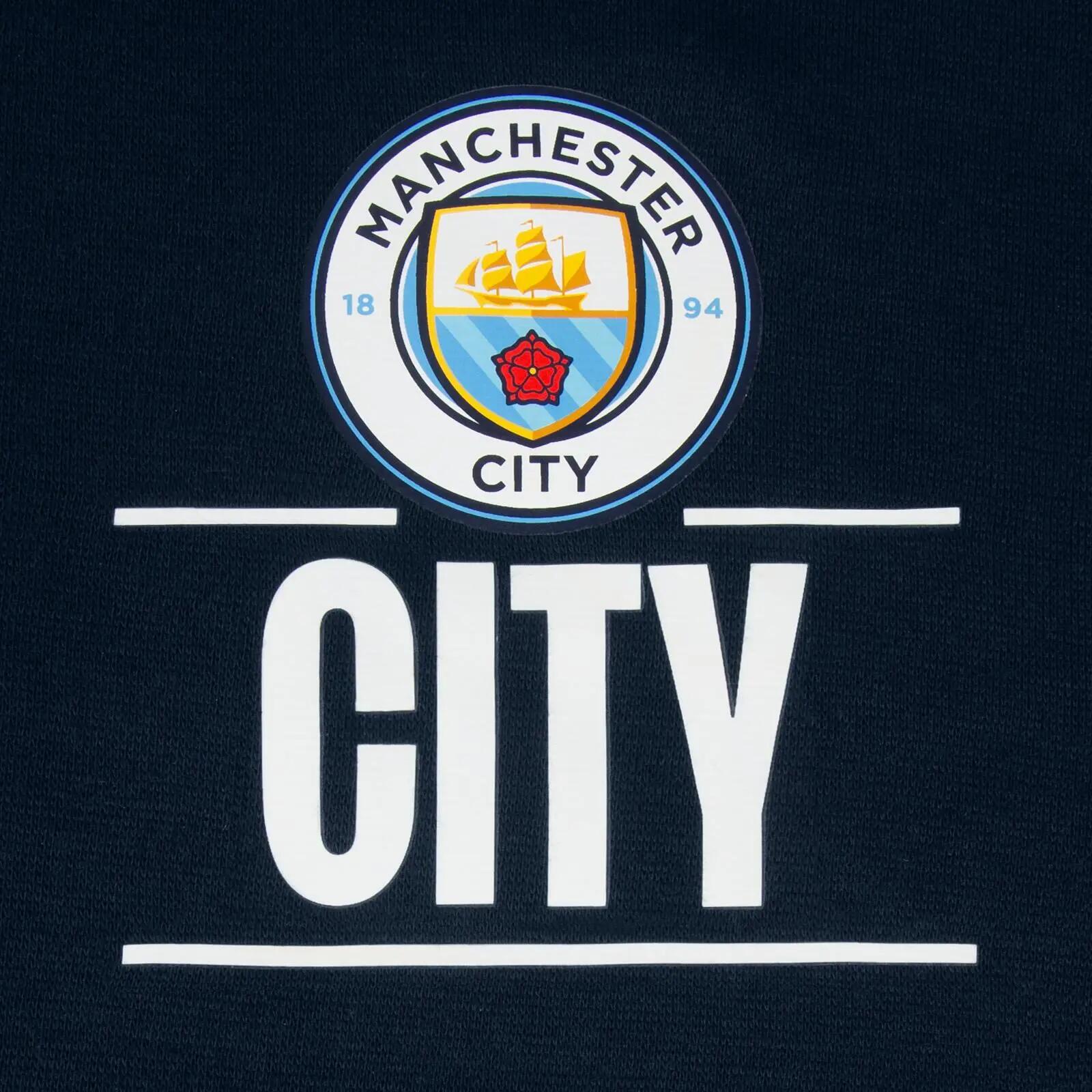 Felpa Con Cappuccio E Zip Intera Pile Uomo Manchester City FC Blu Navy 3/5