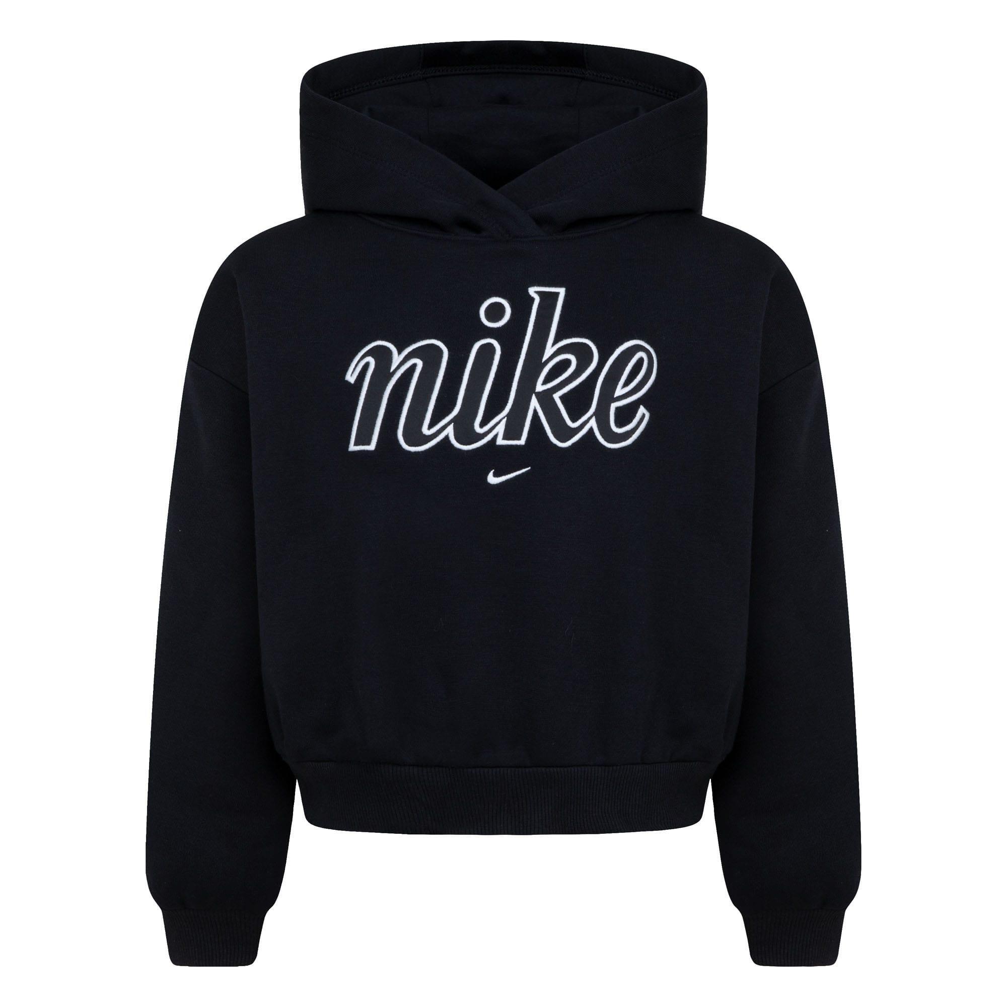 NIKE Childrens/Kids Club Fleece Boxy Hoodie (Black)