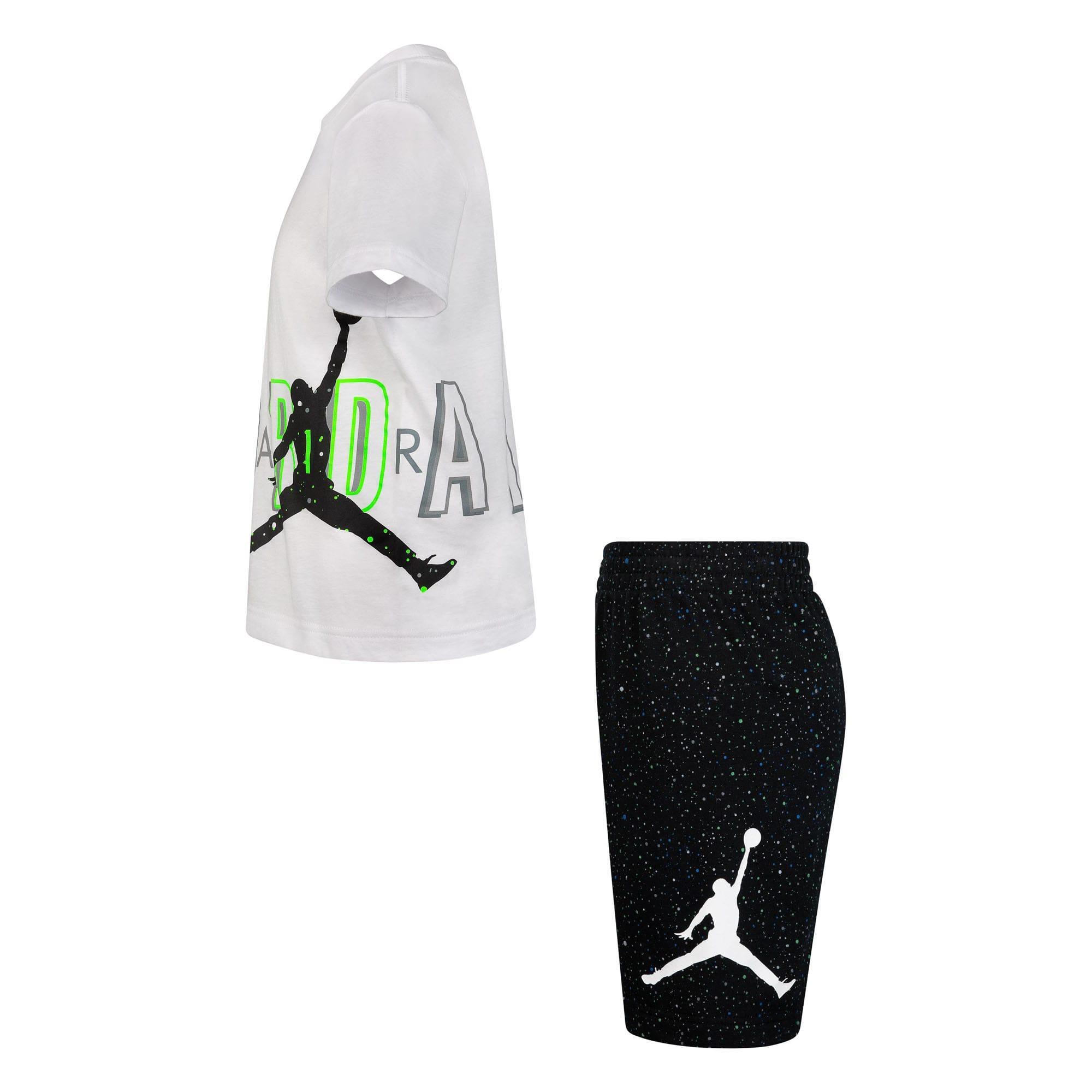 Childrens/Kids Air Jordan Speckle Top & Bottom Set (Black/White) 3/4