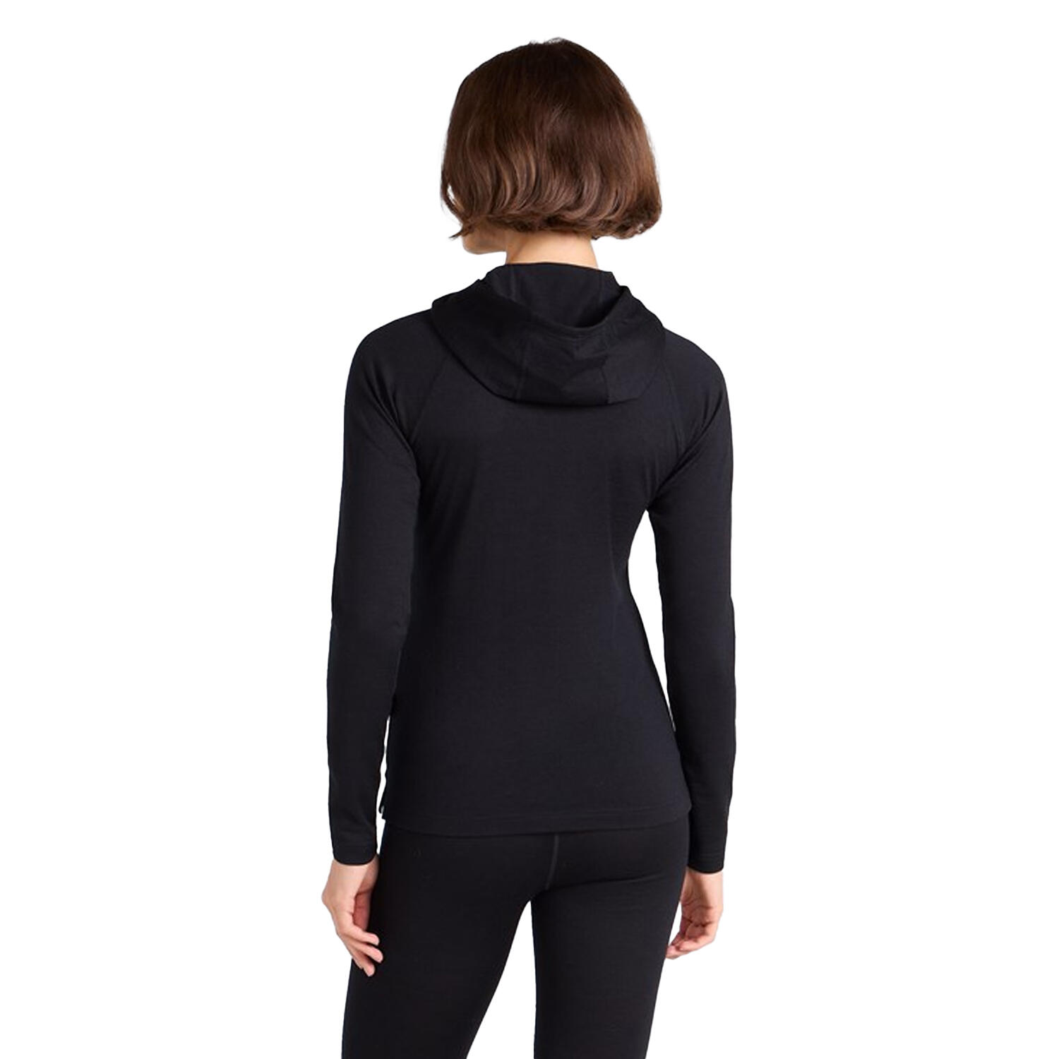 Womens/Ladies Merino Wool Hoodie (Black) 2/4