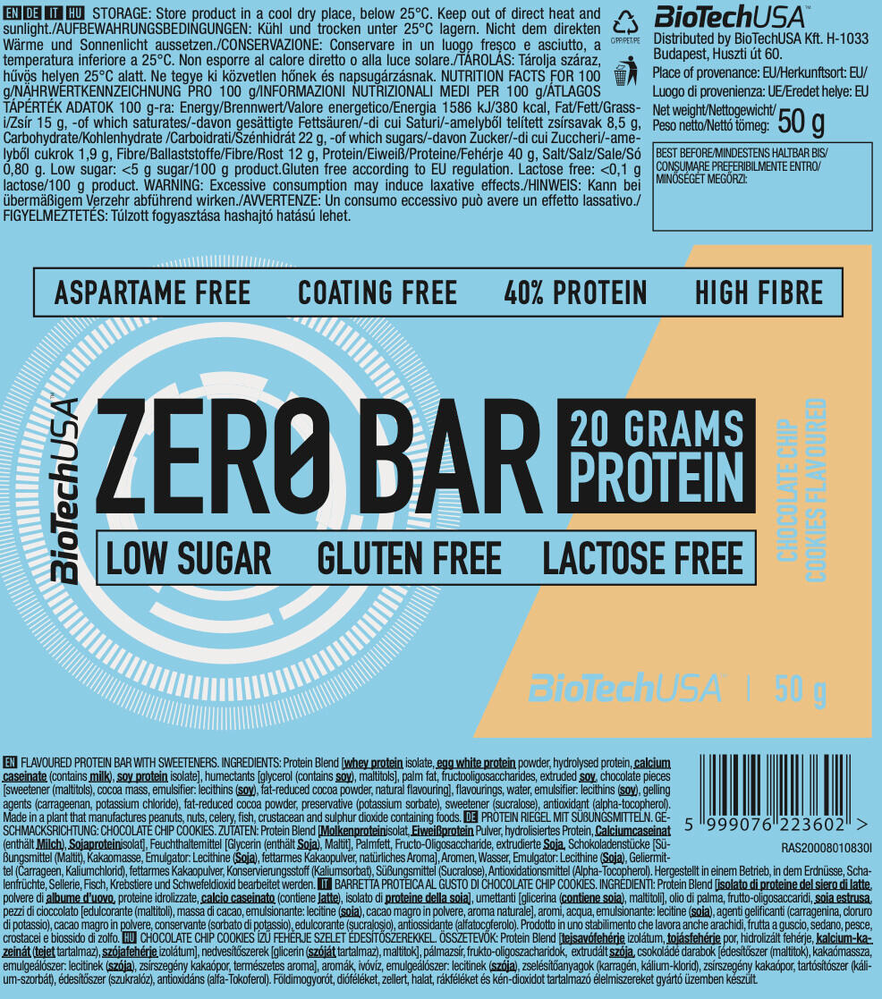 Barres protéinées - Zero Bar - Biscuits aux Pépites de Chocolat 3/3