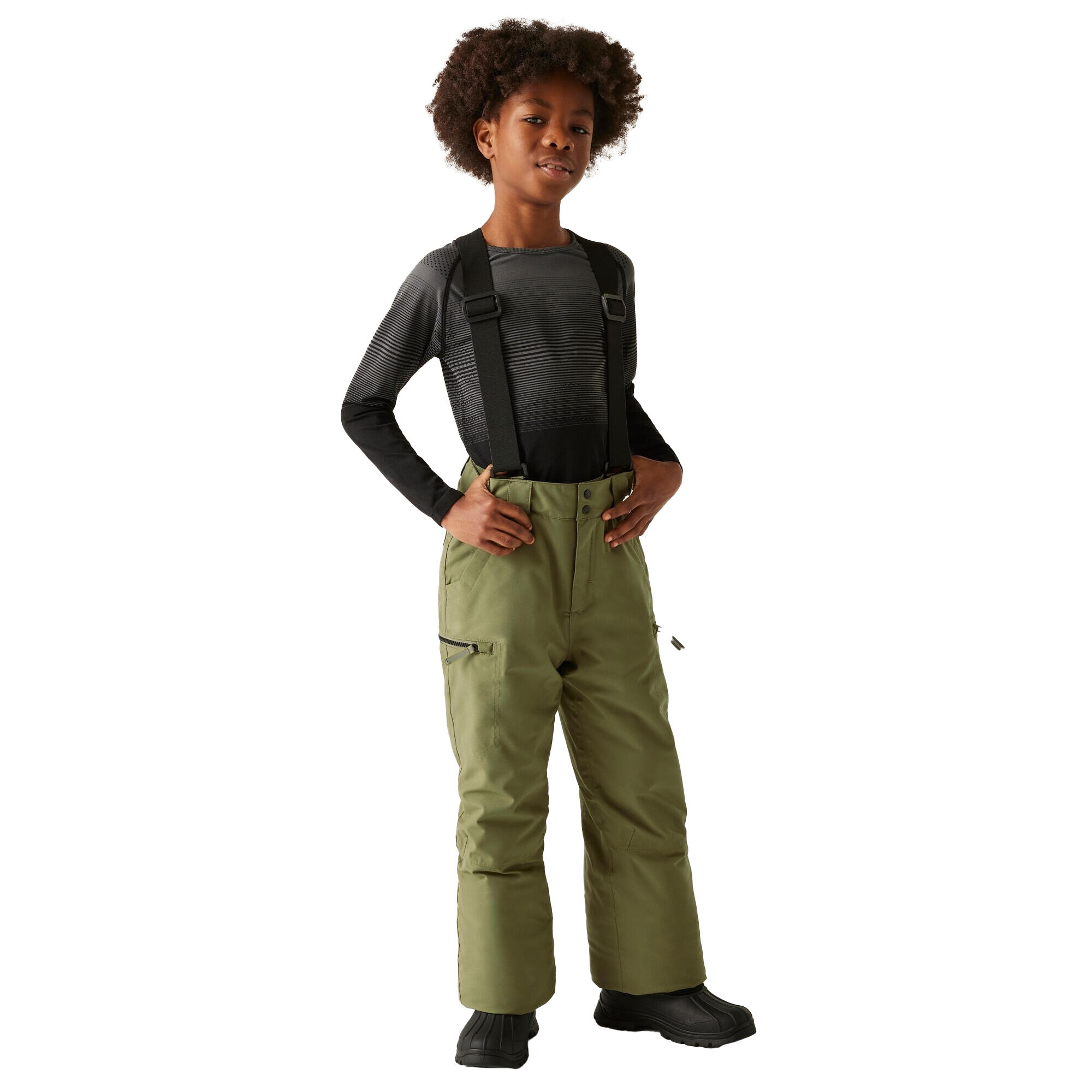 DARE 2B Childrens/Kids Pow II Waterproof Distressed Ski Trousers (Martini Olive)