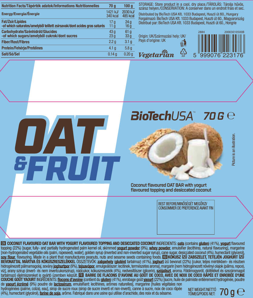 Barritas Energéticas - Barrita De Avena (20x70g) - Coco 3/4