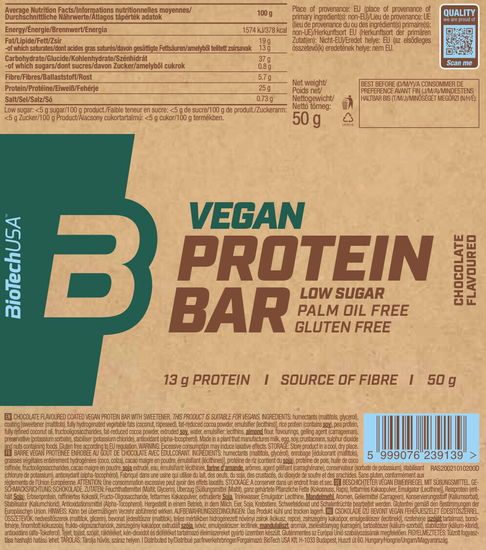 Barres protéinées vegan - Vegan Protein Bar - Chocolat 3/3