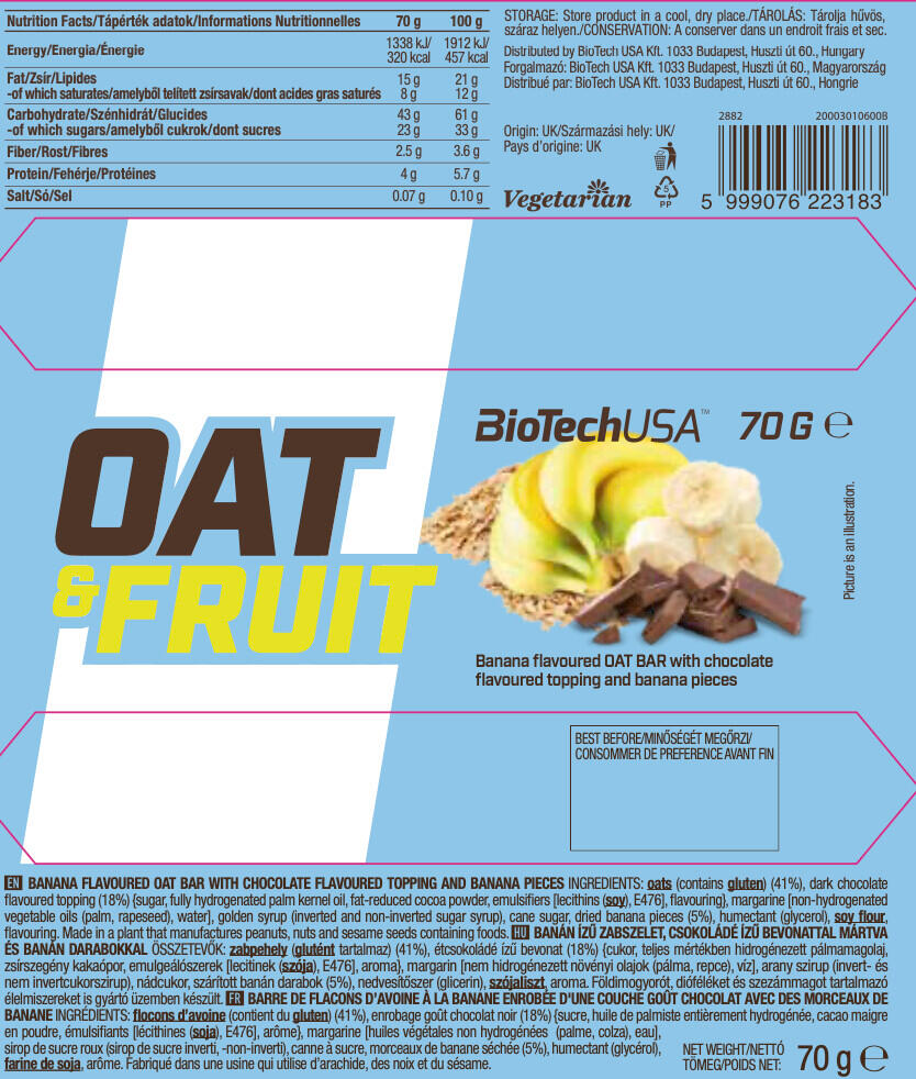Barritas Energéticas - Barrita De Avena (20x70g) - Choco Plátano 3/4