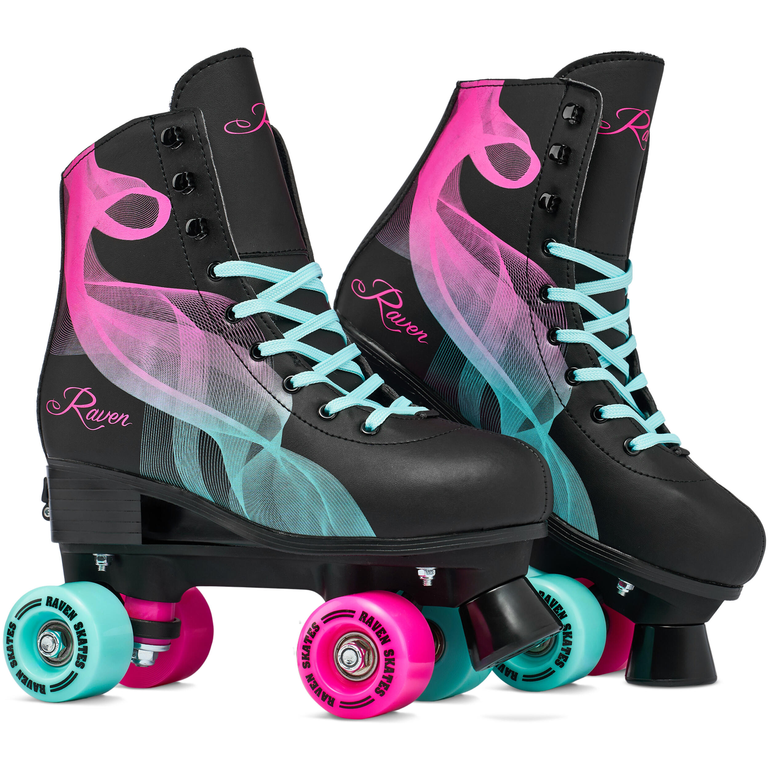 Raven - Patins À Roulettes Classiques Raven Serena Réglables Menthe/rose - Patins À Roulettes - Noir|rose|vert - 31/34 - Decathlon