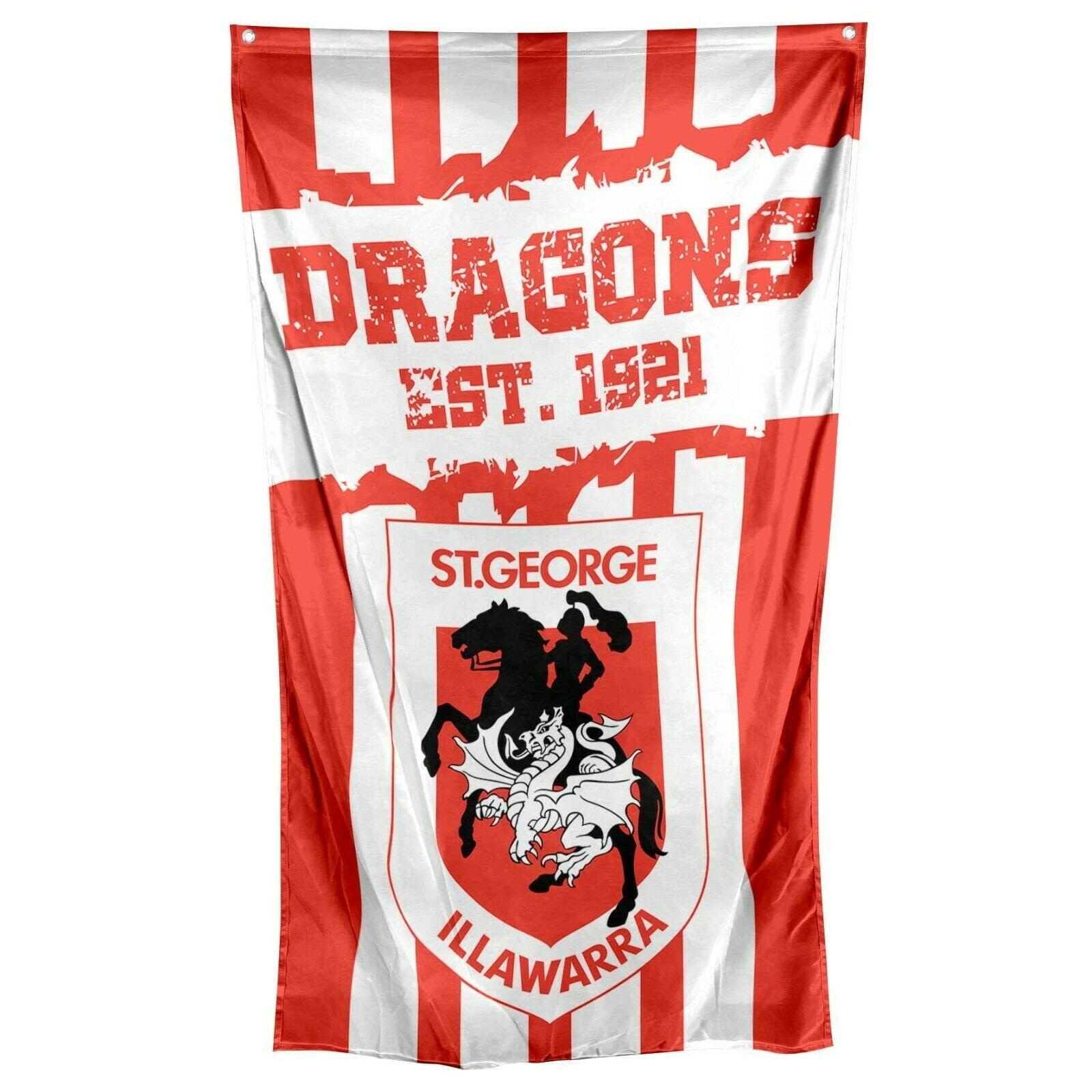 NRL Wall Flag Cape - St George Illawarra Dragons - 150cm x 90cm - Metal Eyelet