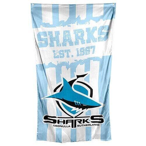 NRL Wall Flag Cape - Cronulla Sharks - 150cm x 90cm - Steel Eyelets