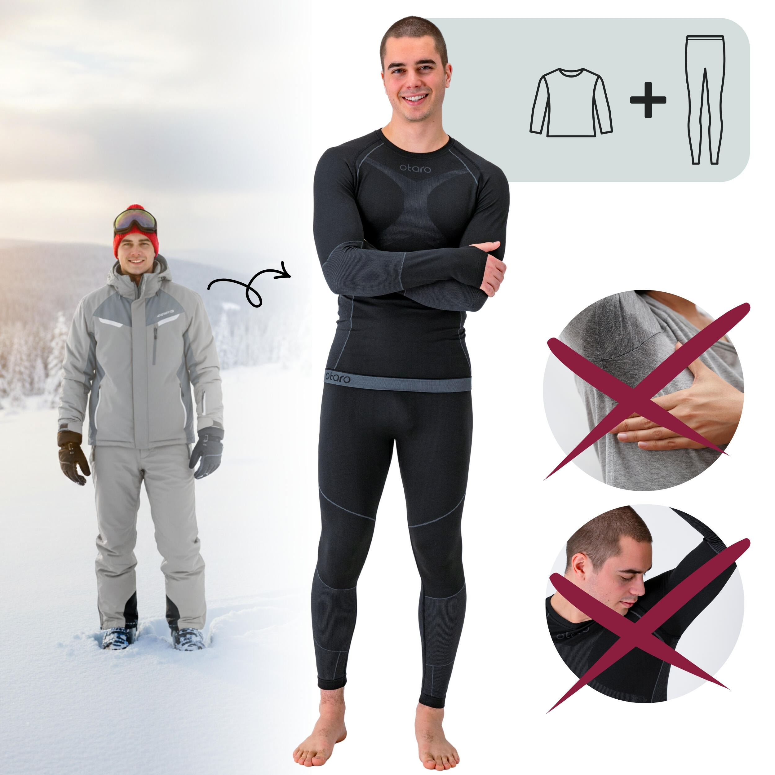 Intimo Termico Uomo Set Di Maglietta E Pantaloni a Compressione