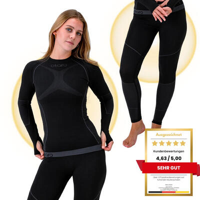 Thermo ondergoed dames set - seamless: top + broek| zwart