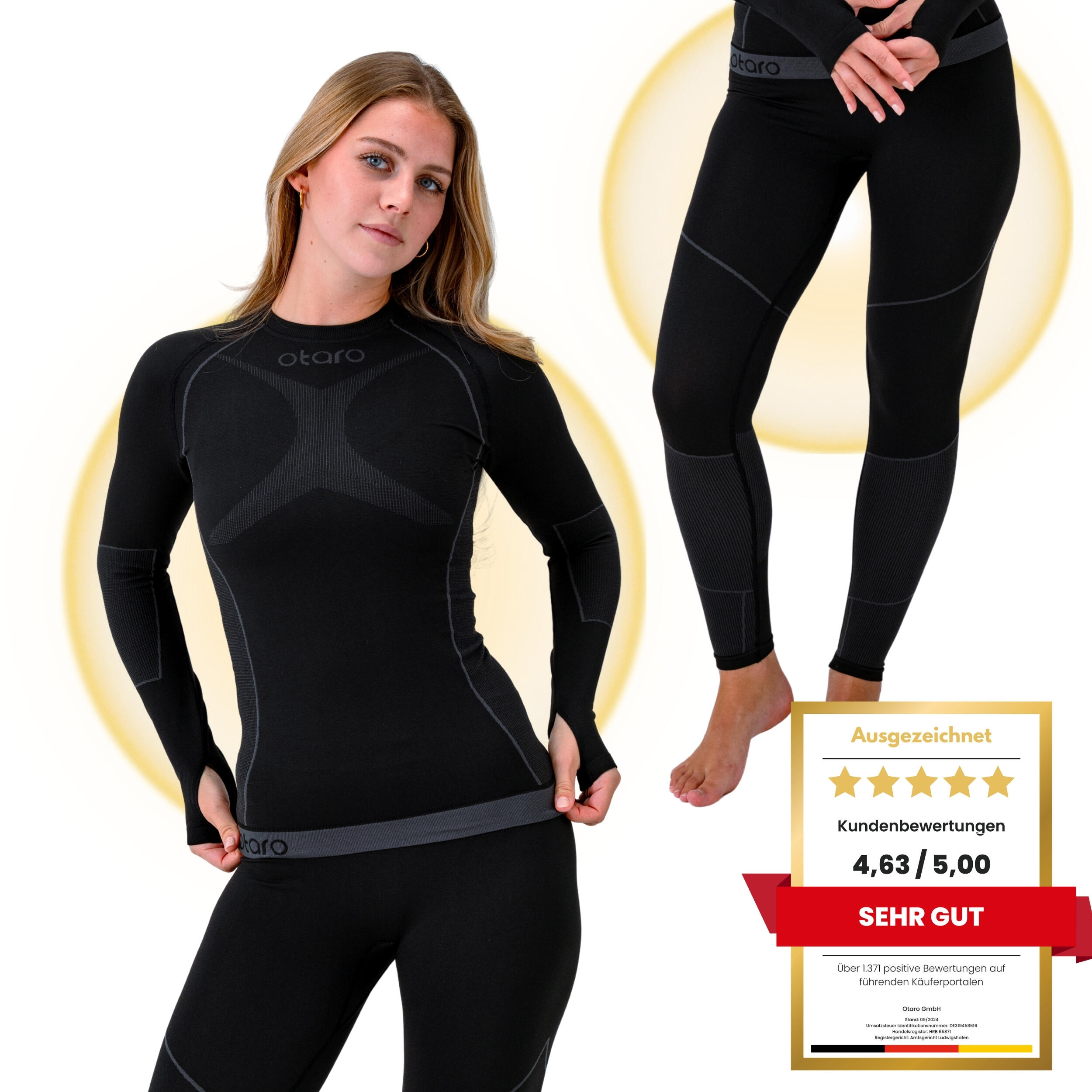Otaro - Ensemble Sous-vêtement Thermique Femme - Seamless : Haut + Bas - Culotte - Noir - Decathlon