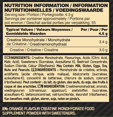 OPTIMUM NUTRITION Optimum Nutrition Micronised Creatine Powder - flavoured (247,5g) Orange