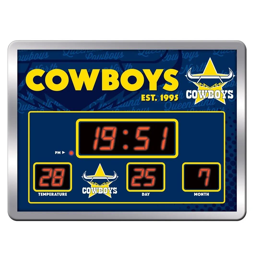 NRL LED Scoreboard Clock - North Queensland Cowboys - 45x33cm - Time Temp Date
