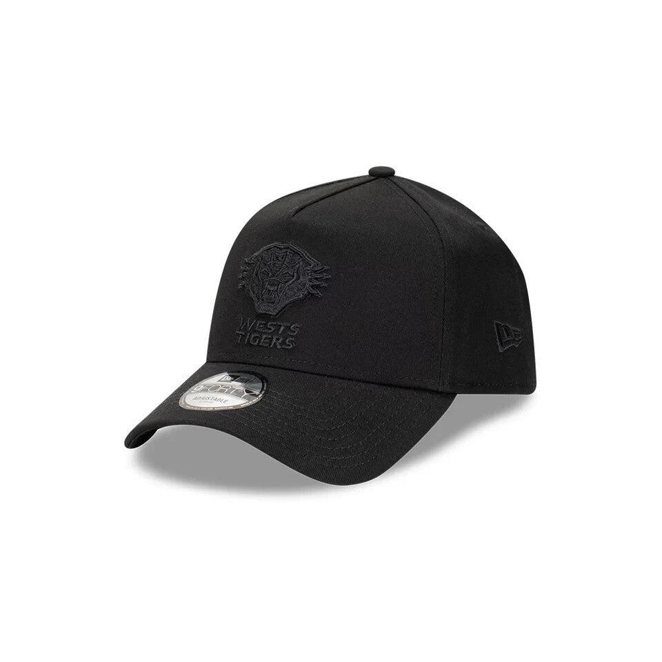 NRL Black on Black Cap - West Tigers - Adult - Unisex - 9FORTY - Hat