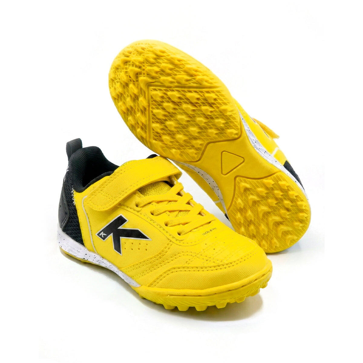 Chaussures Kelme Goleiro Turf Élastique Jaune et Noir Enfant 2/4