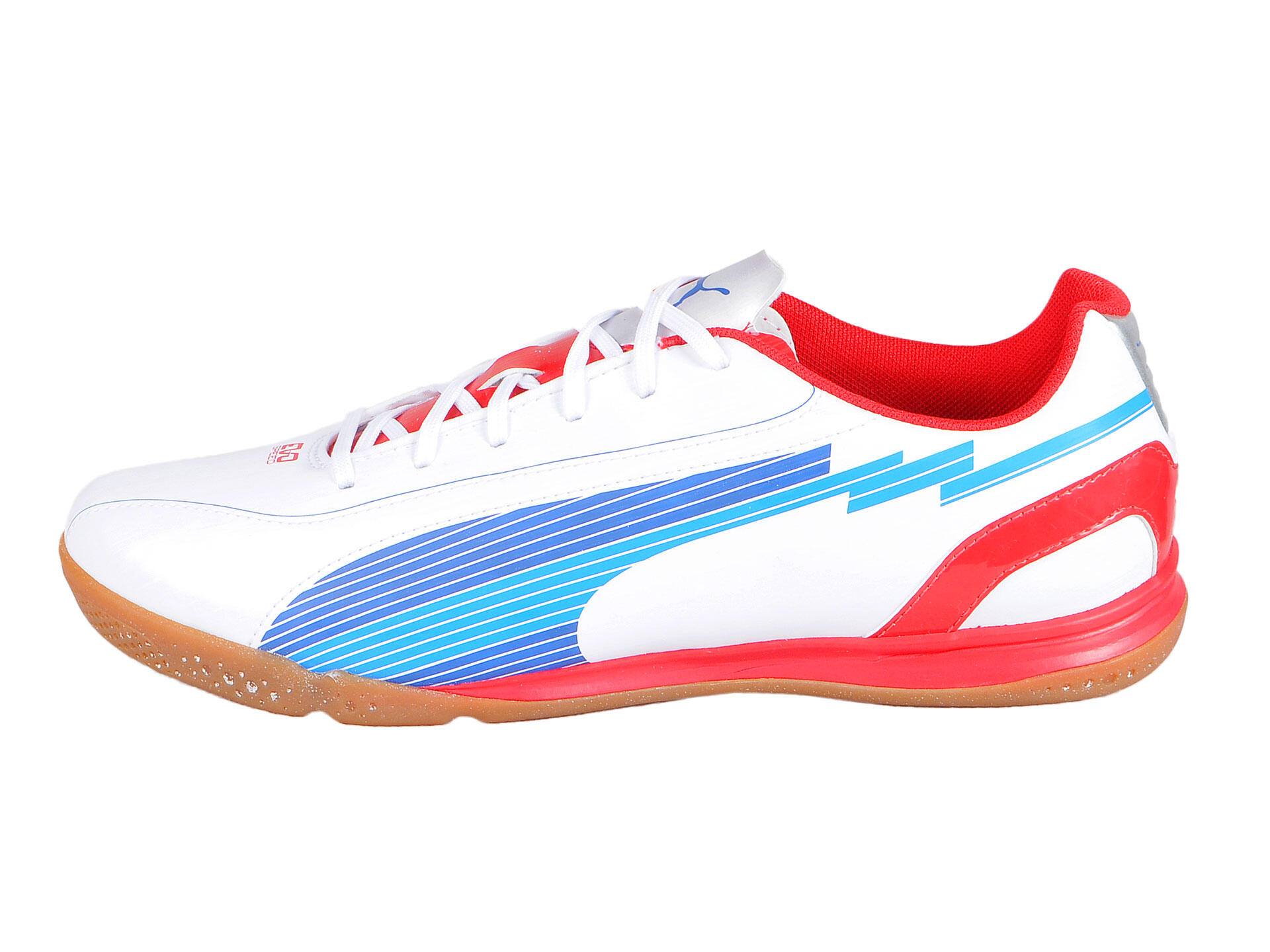 Ghete fotbal sala Puma EvoSPEED 5 IT, white-limoges-red 46