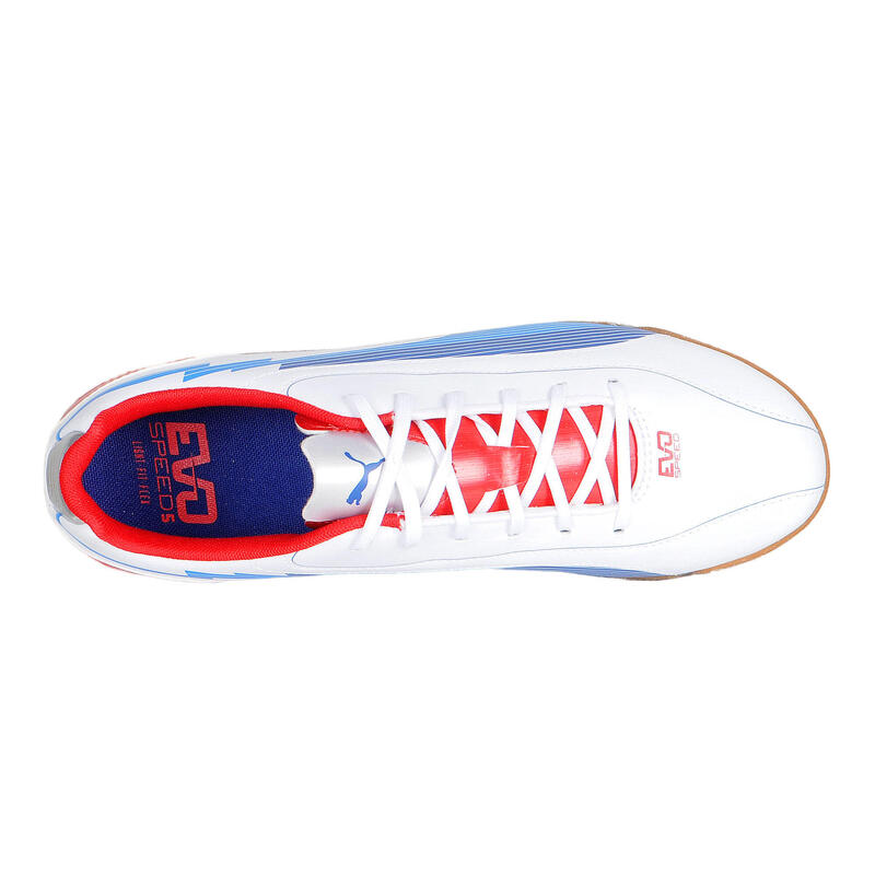 Ghete fotbal sala Puma EvoSPEED 5 IT, white-limoges-red 46