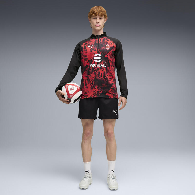 Tricou fotbal bărbați mânecă lungă AC Milan, roșu și negru PUMA