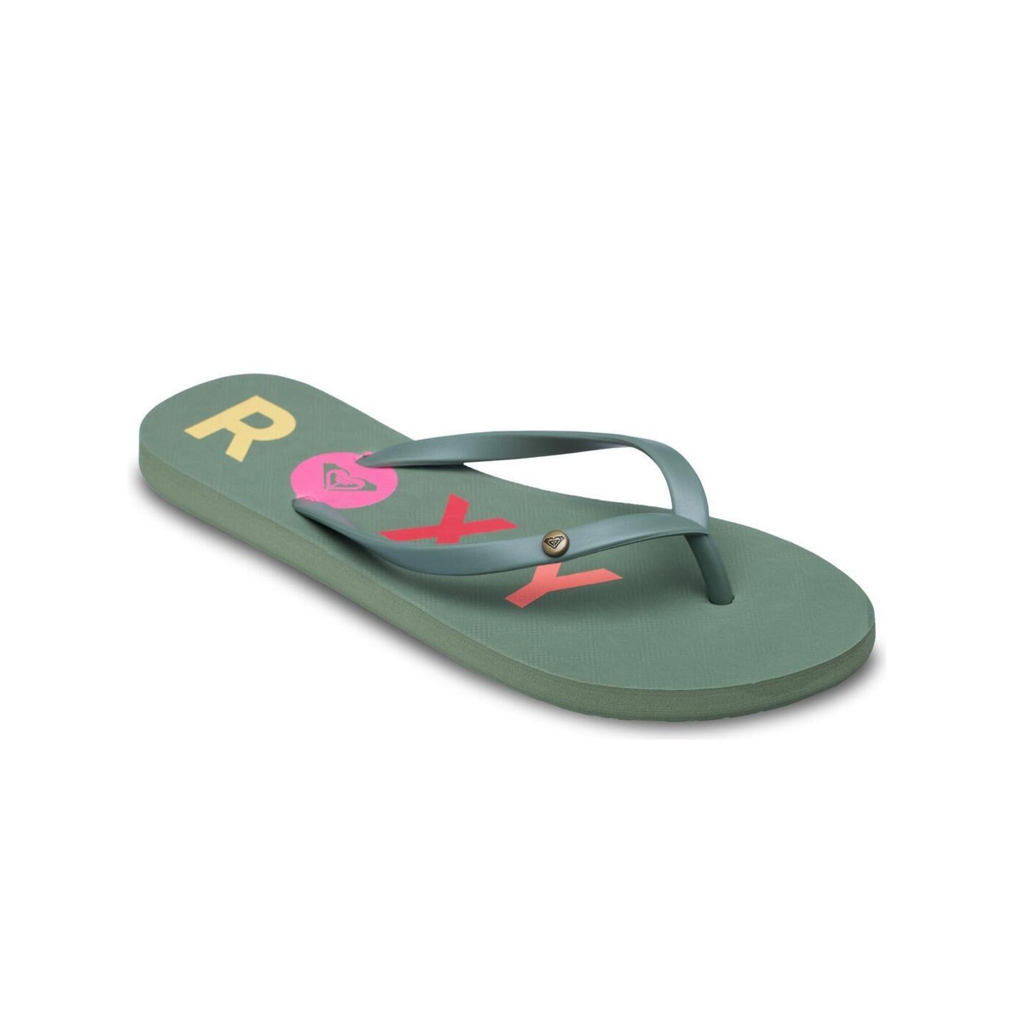 Roxy - Tongs Sandy Vert Femme - Tongs - Vert - Decathlon