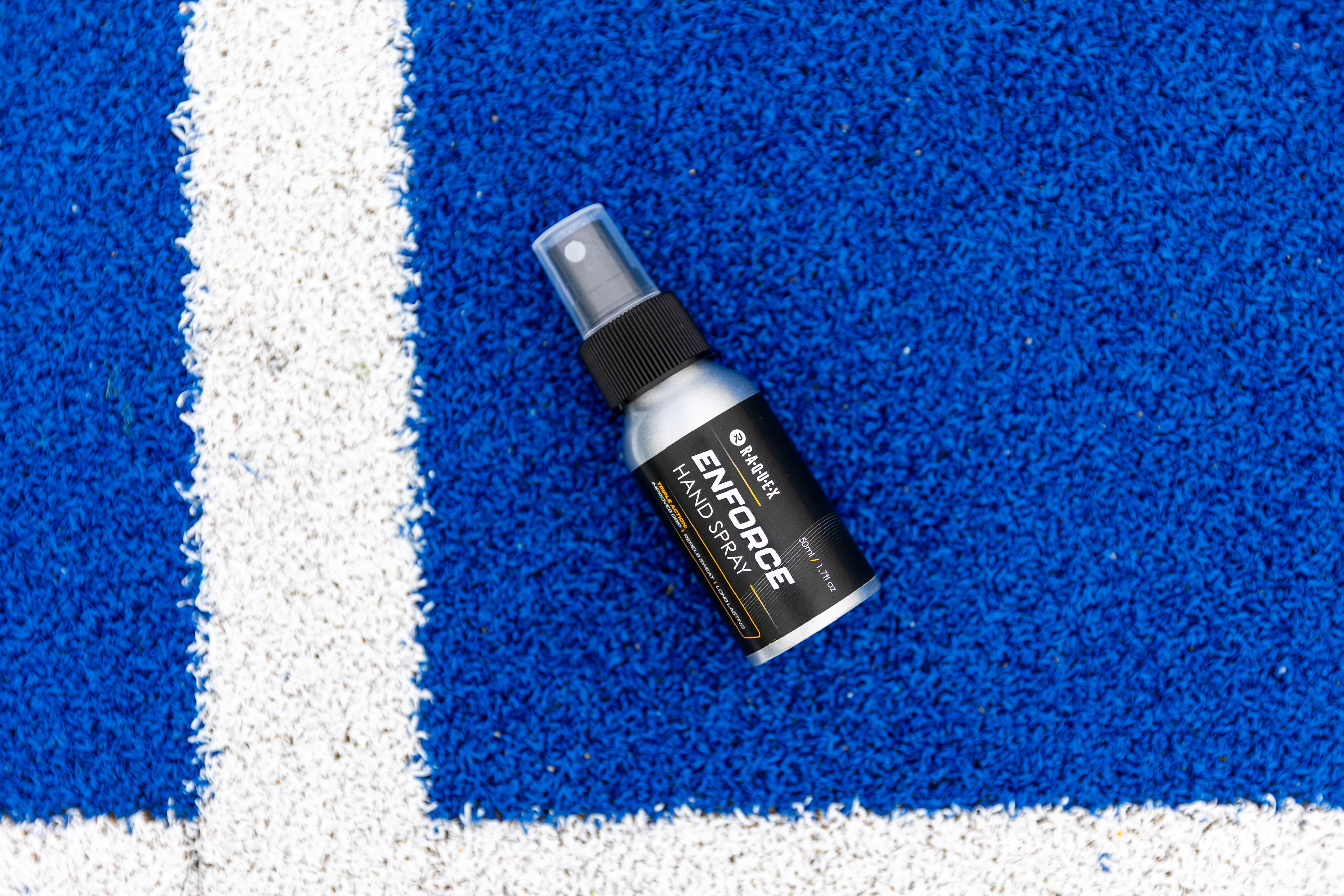 Raquex Spray Enforce Grip, 50 ml, Spray de Agarre para Unas Manos secas y sin Sudor para Deportes de Raqueta y Hockey. Spray de tracción de Secado rápido Que Elimina el Sudor