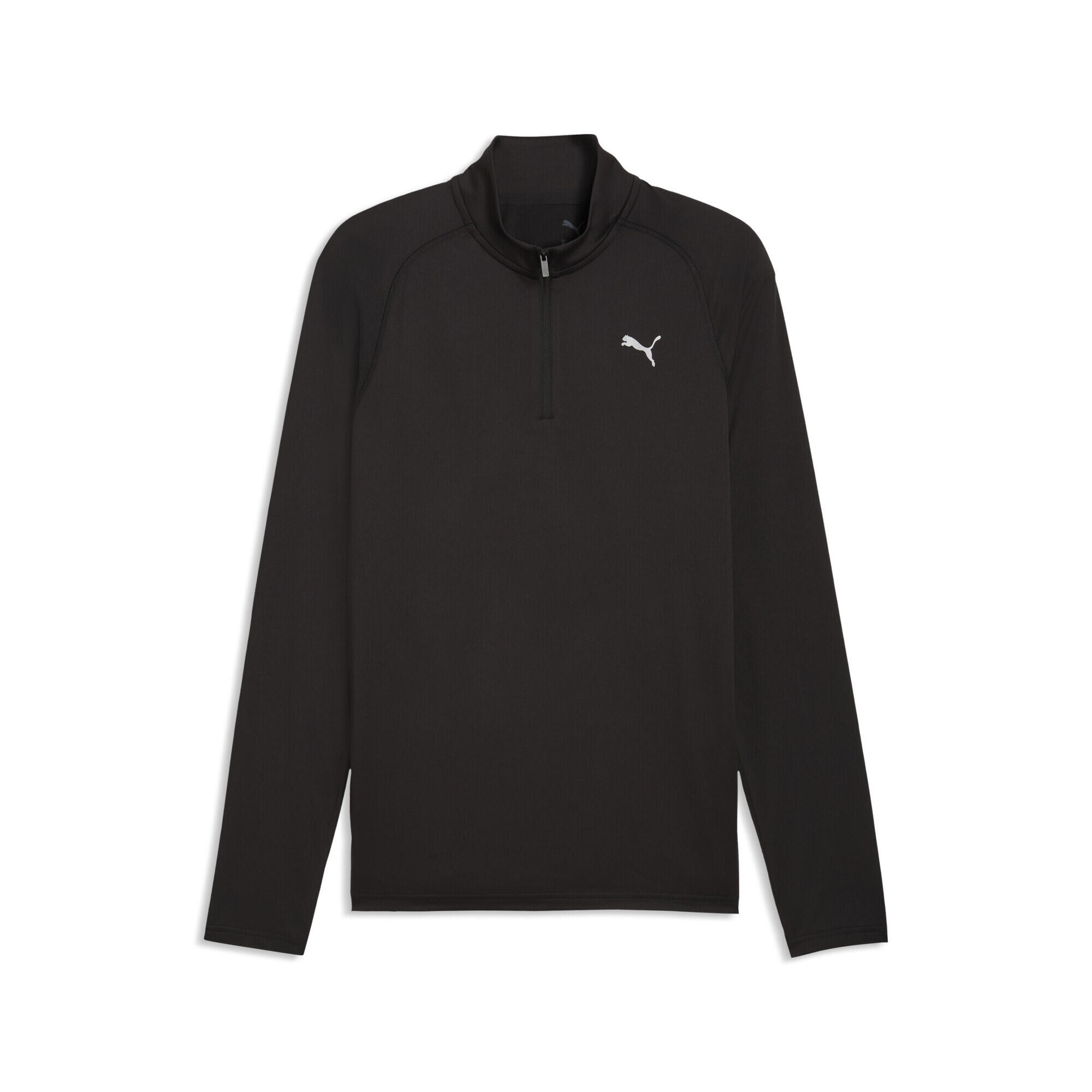 Tricou fitness bărbați mânecă lungă fermoar scurt Pwrtrain, gri închis PUMA
