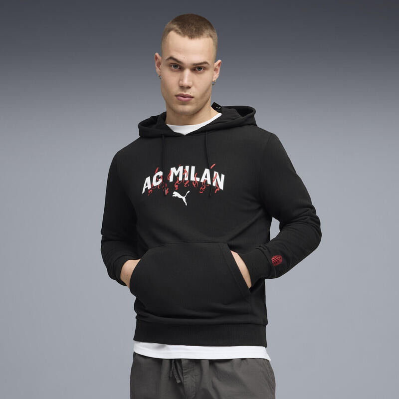 Pulover bărbați cu glugă logo oficial Ftblculture, negru PUMA