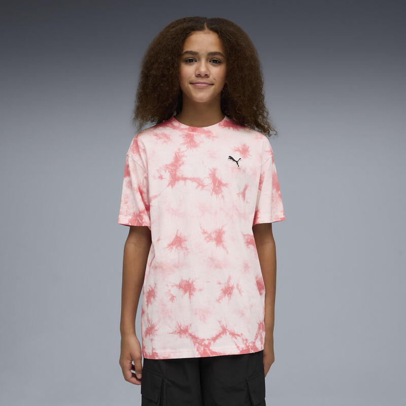 Tricou fitness copii croială lejeră Essentials Tie Dye, albastru-verde PUMA