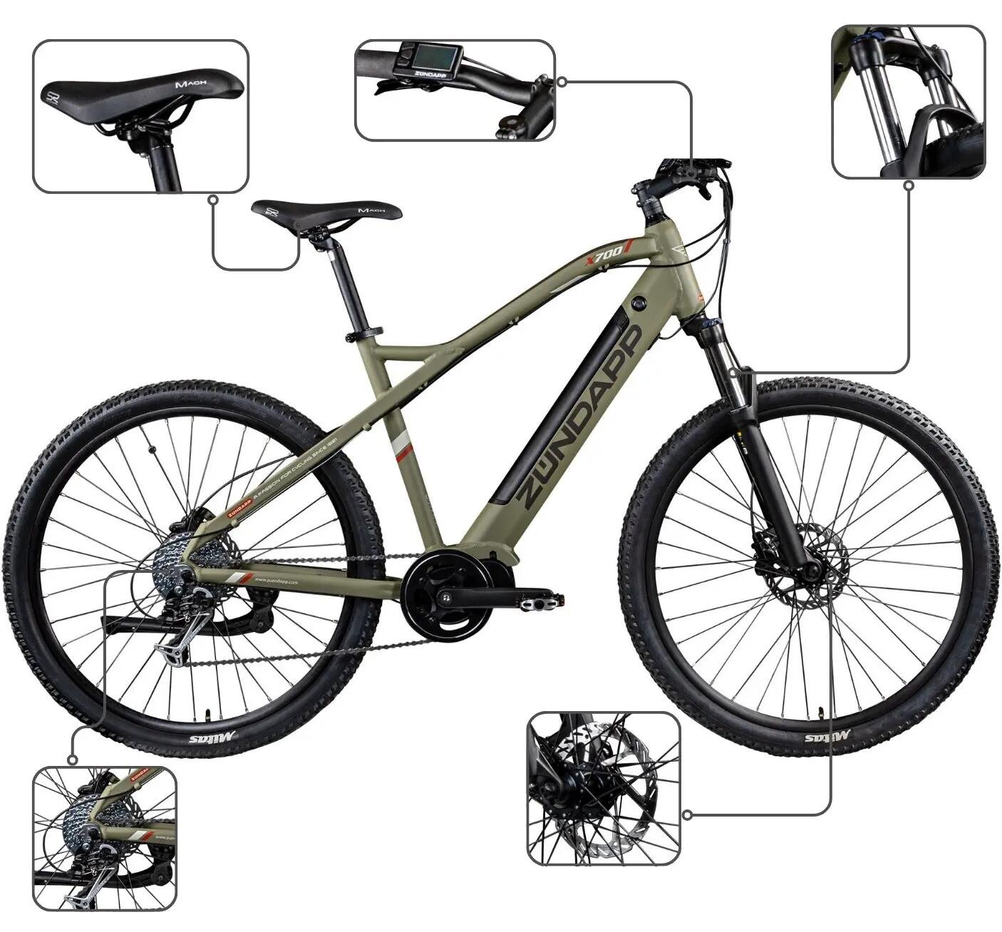 Rower Elektryczny Górski MTB Zundapp X700 Koła 27,5" 3/4