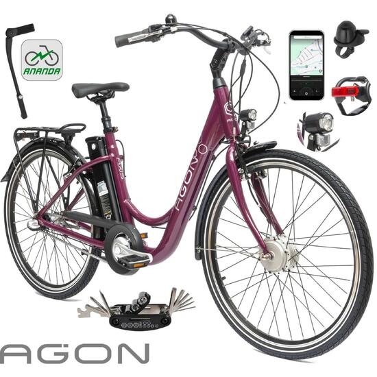 Rower Elektryczny Damski Miejski 26" SHIMANO Nexus Aluminium Aplikacja 2025