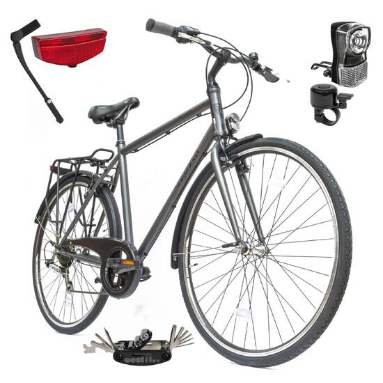 Rower Męski Miejski Koła 28" SHIMANO Bagażnik Błotniki Oświetlenie Lekki