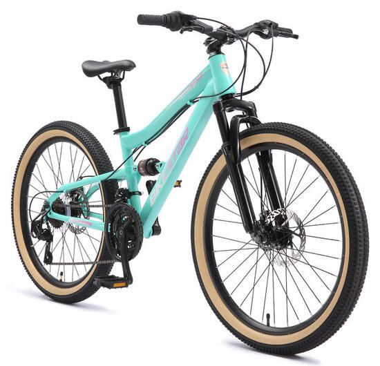 VTT 24" vélo enfant 9 ans, tout suspendu, 21 vitesses, frein à disque