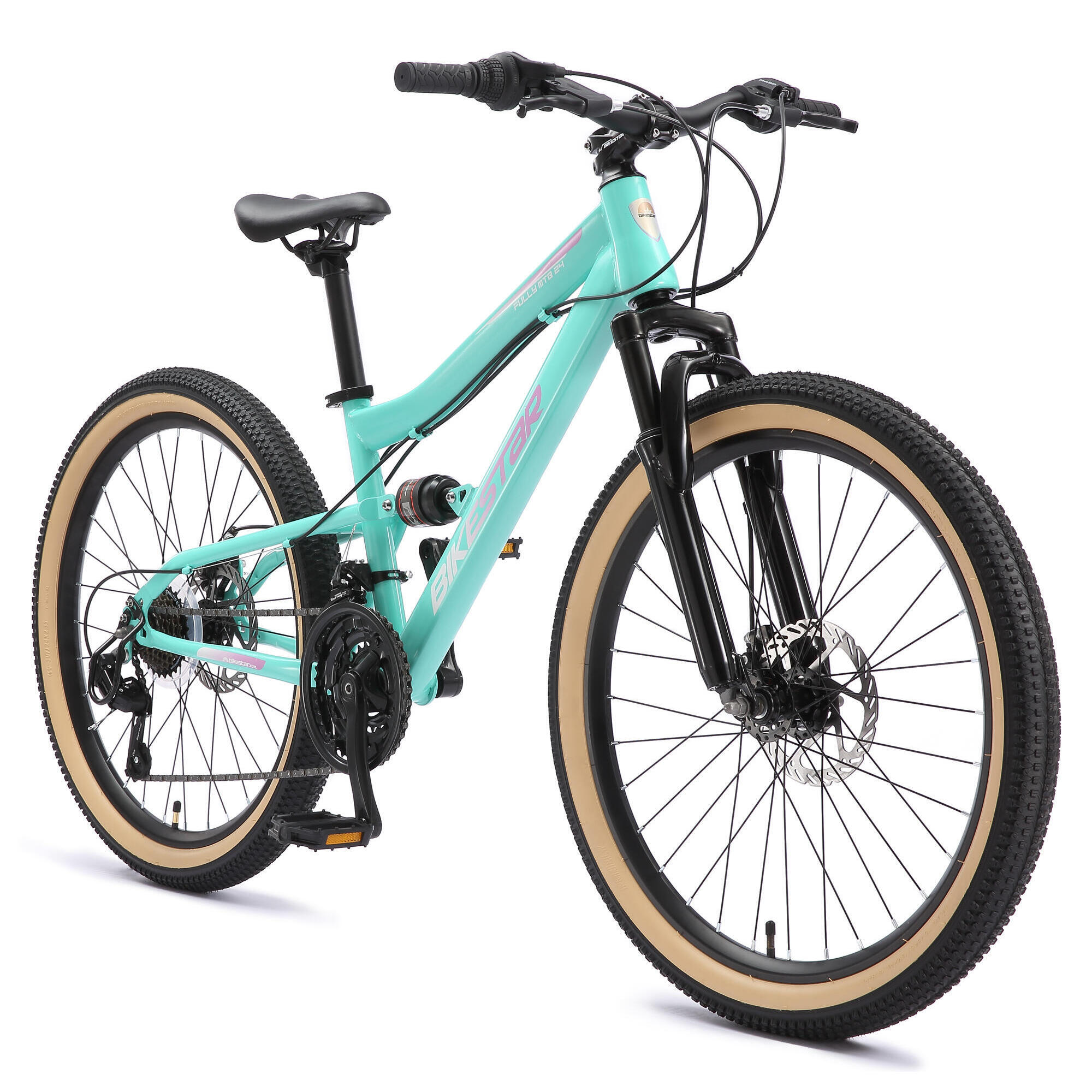 Bikestar - Vtt 24" Vélo Enfant 9 Ans, Tout Suspendu, 21 Vitesses, Frein À Disque - Vélo Enfant - Vert - 33 Cm - Decathlon