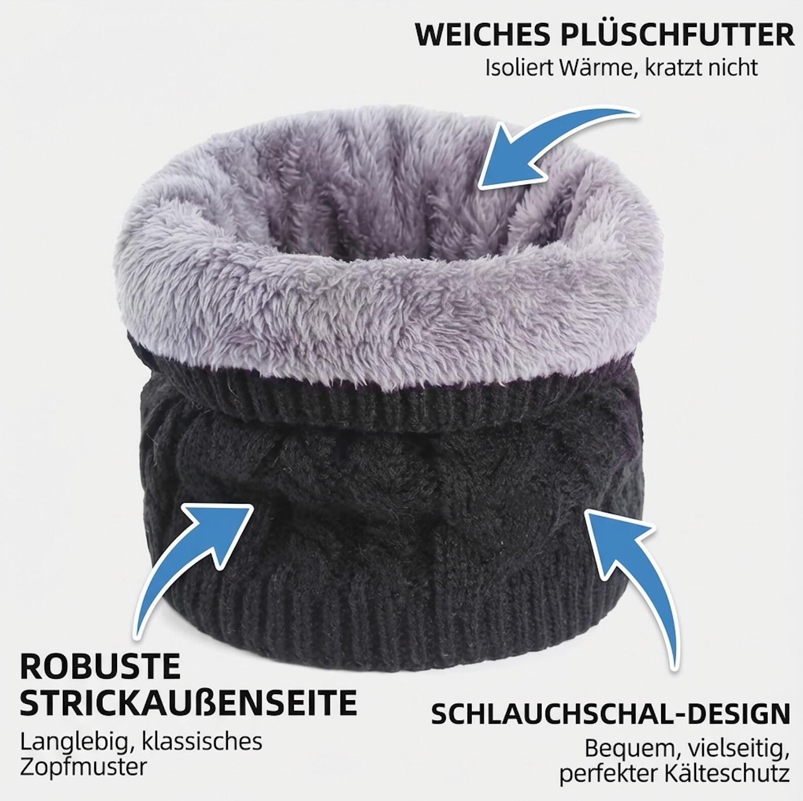 Schlauchschal Schwarz mit Fleecefutter Sehr warm Loop Schal Ski Wandern 6/7