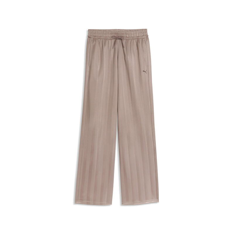 Pantalon femei croială largă talie înaltă, bej PUMA