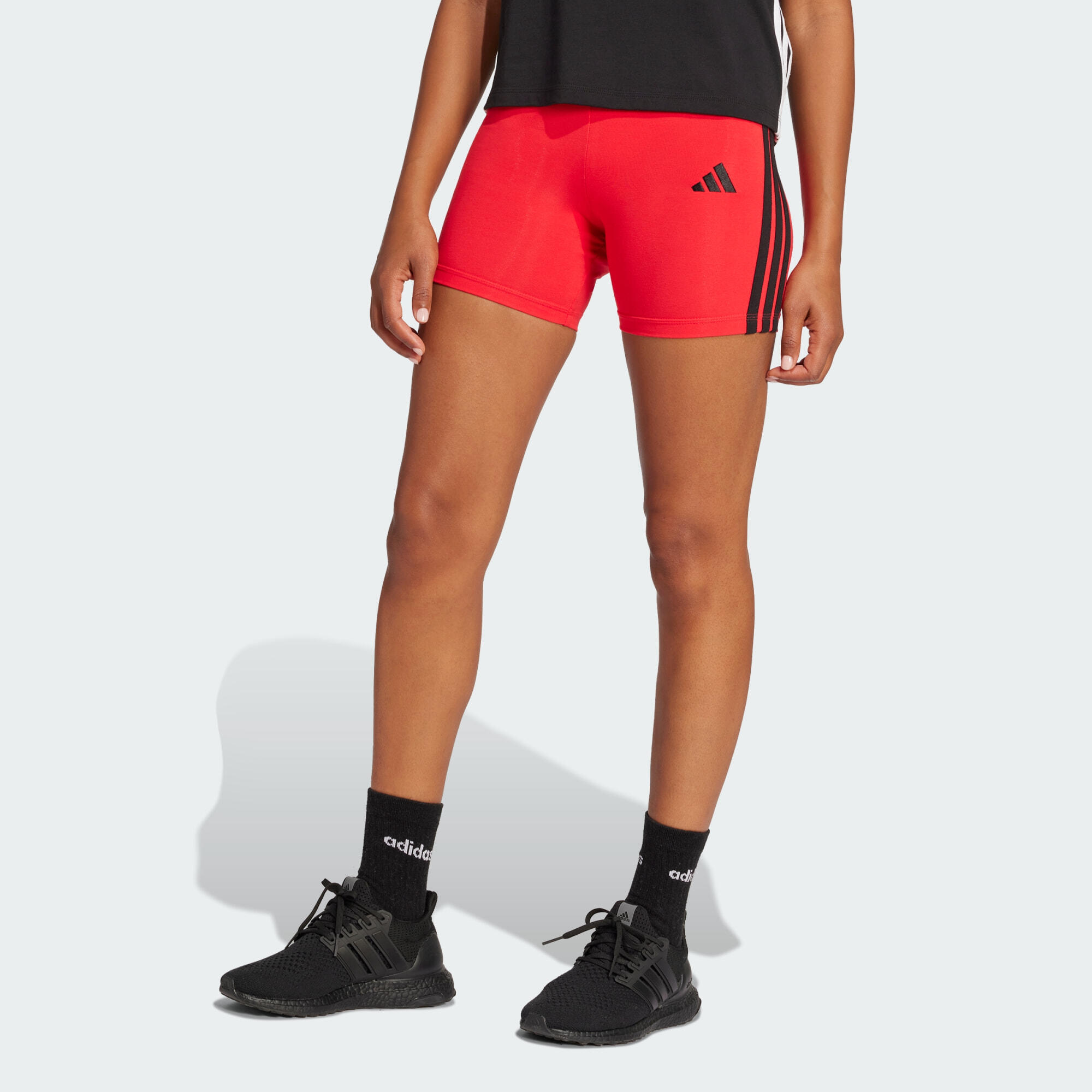 Adidas - Cycliste Taille Haute 3 Bandes Essentials - Short - Noir|rouge - Decathlon