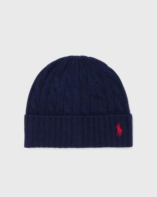 Polo ralph lauren cable knit wool blend beanie, navy