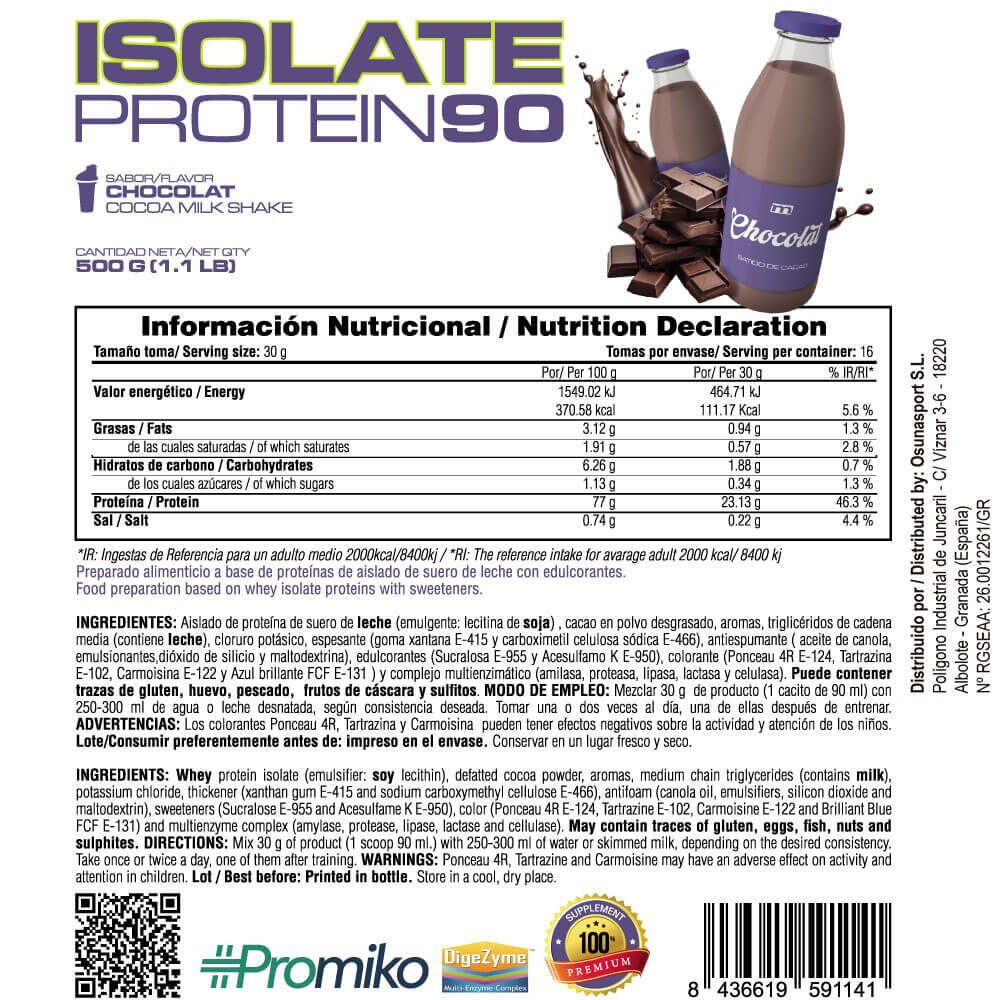 Isolate 90 CFM - 500 g Batido Chocolat MASMUSCULO 5/6