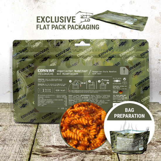 CONVAR™ Feldküche Ungarischer Nudeltopf mit Rindfleisch Trekkingnahrung (1 Porti