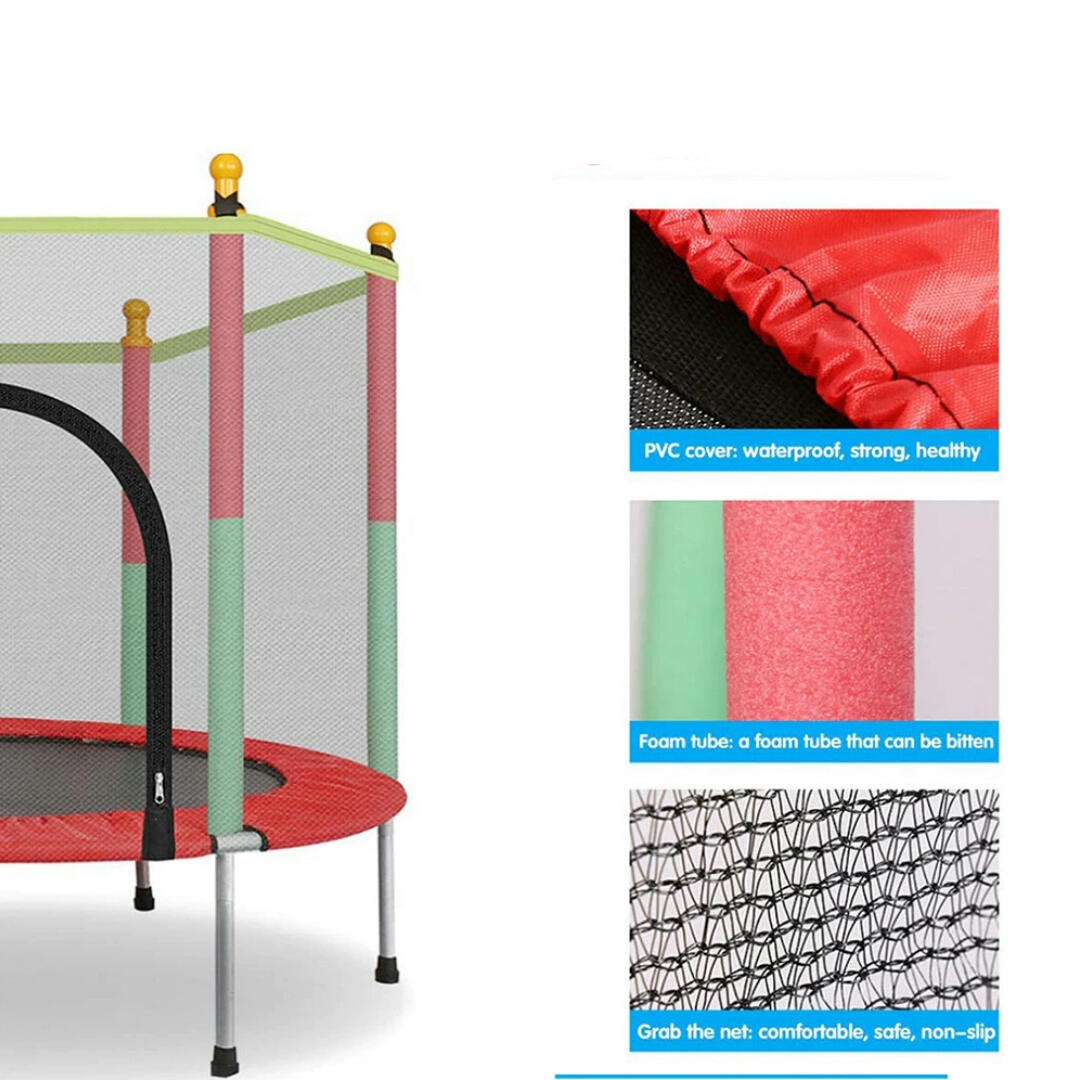 Cama Elástica Infantil 140 cm Capacidad 50 kg Acero Red de Seguridad 2 3/4