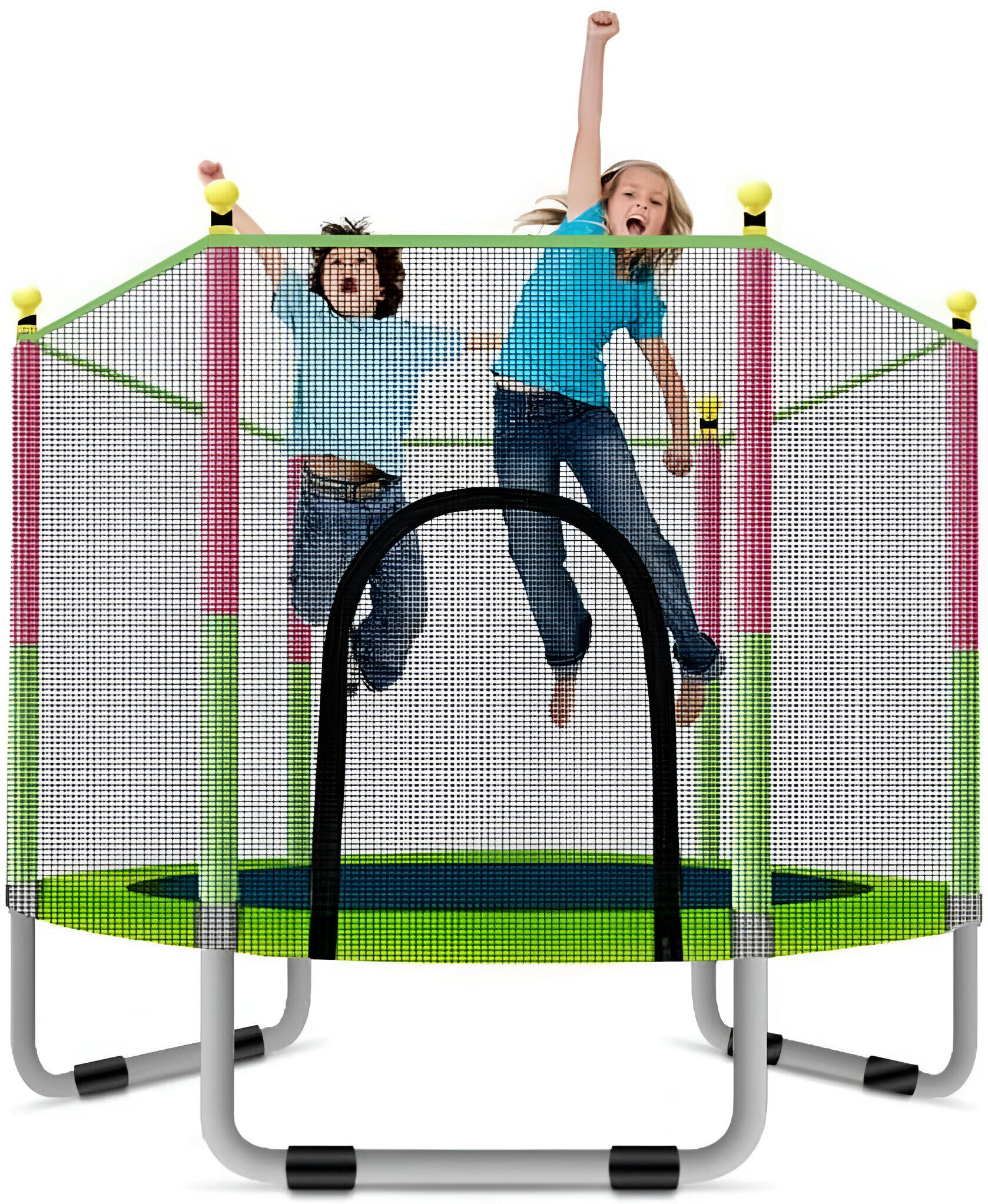 Cama Elástica Infantil 140 cm Capacidad 50 kg Marco de Acero Red de Seguridad 2 2/3