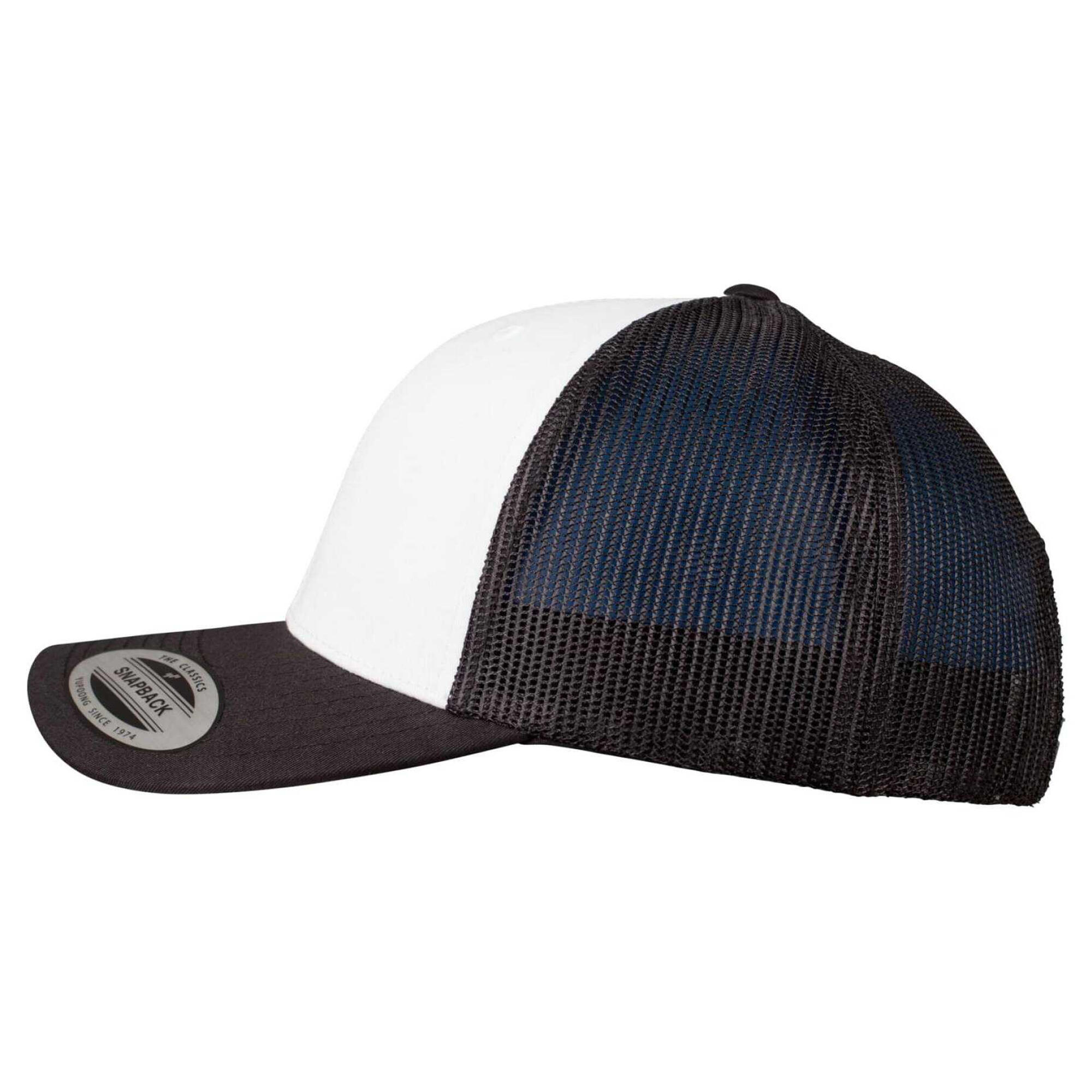 Trucker Cap für HerrenDamen Unisex, Blockfarben Damen und Herren Schwarz/Weiß 3/4