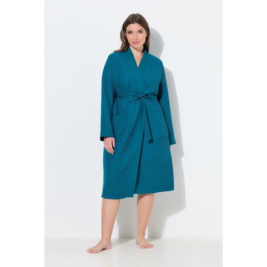 Damskie Szlafrok kołnierz szalowy pasek pika waflowa długi rękaw