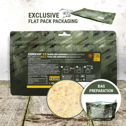 CONVAR™ Feldküche Nudeln alla Carbonara Trekkingnahrung (1 Portion) (150g)