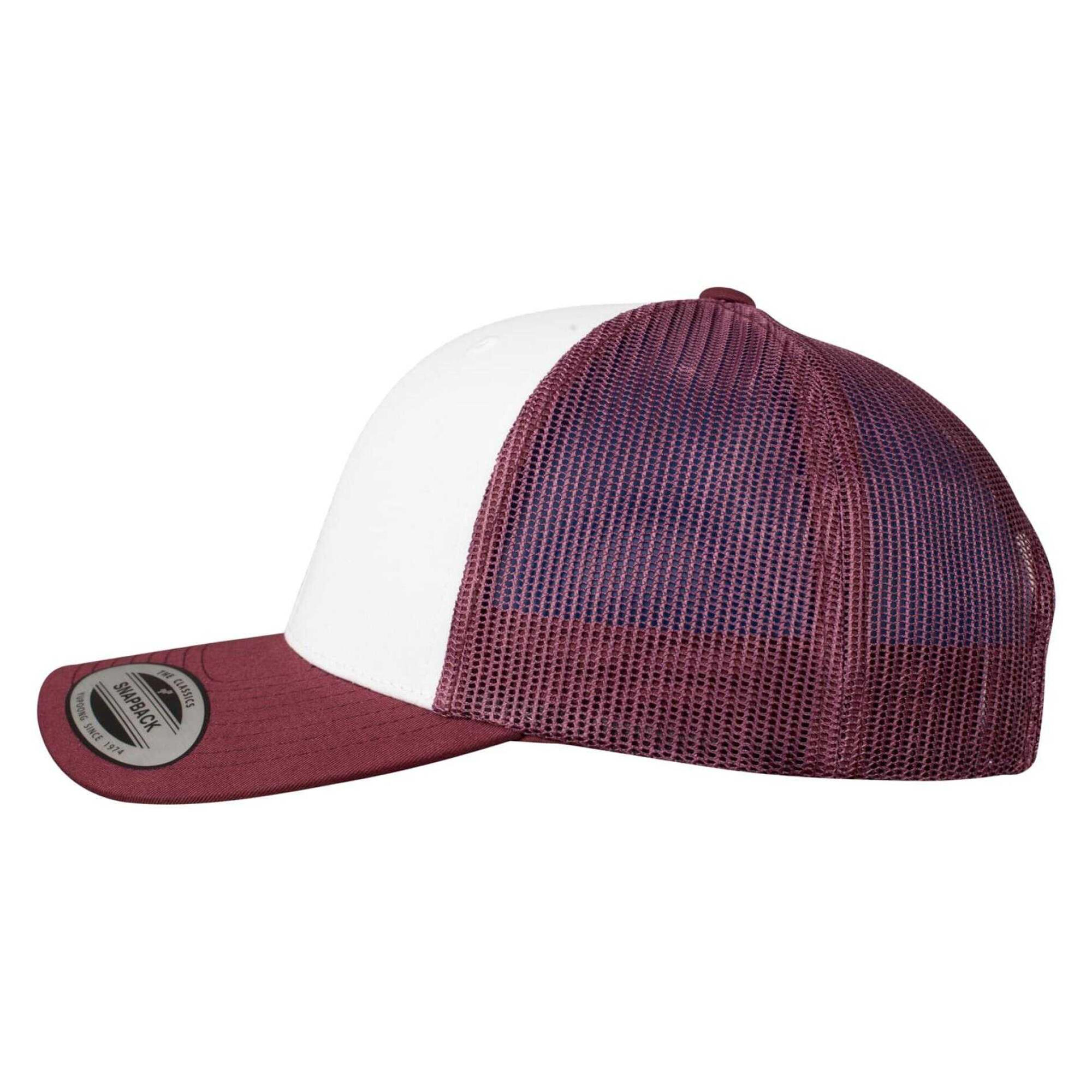 Cappellino Da Camionista Retrò Blocchi Di Colore Adulto Unisex Flexfit Marrone 3/4