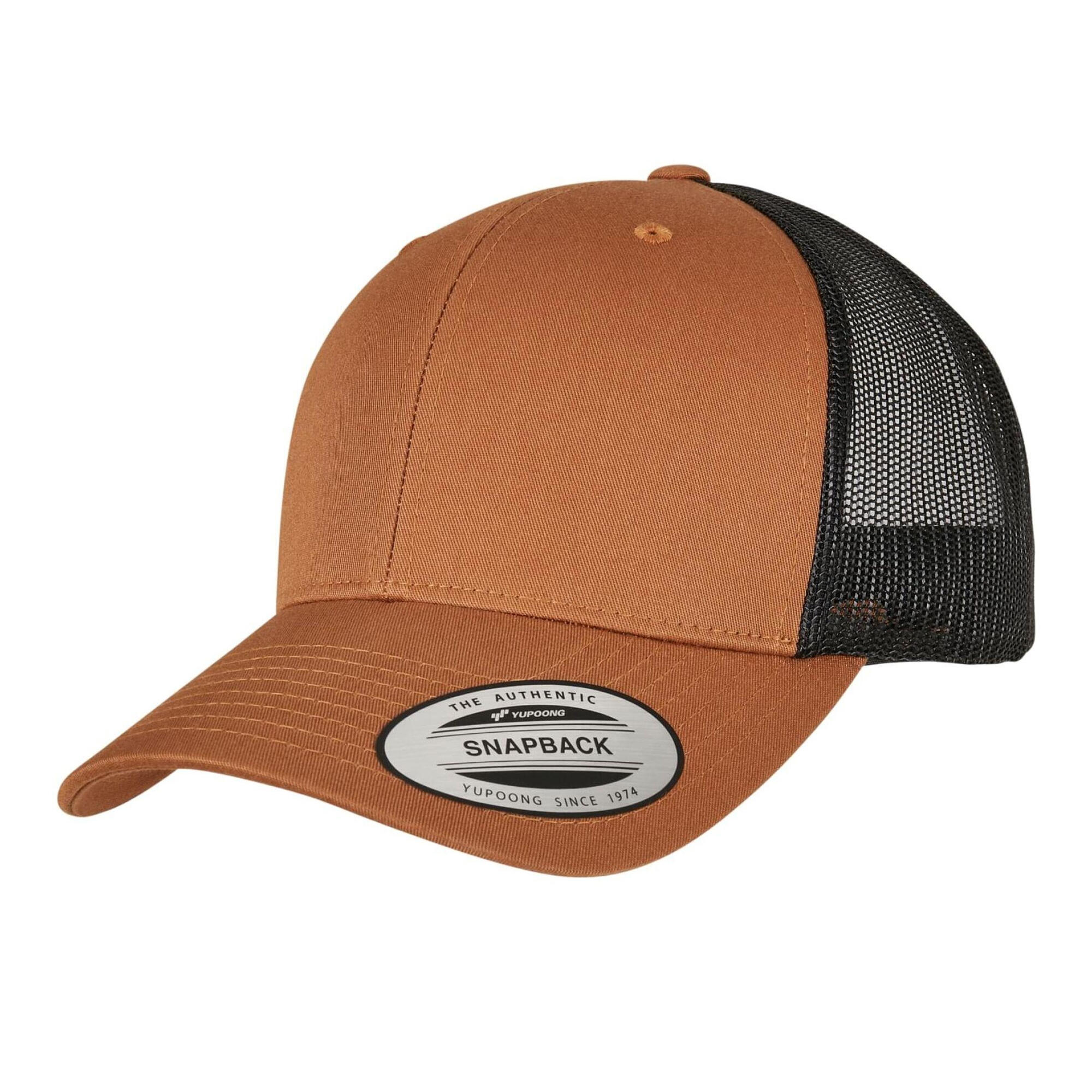 Cappellino Da Camionista Retrò A Due Tonalit? Flexfit Caramello Nero 3/3