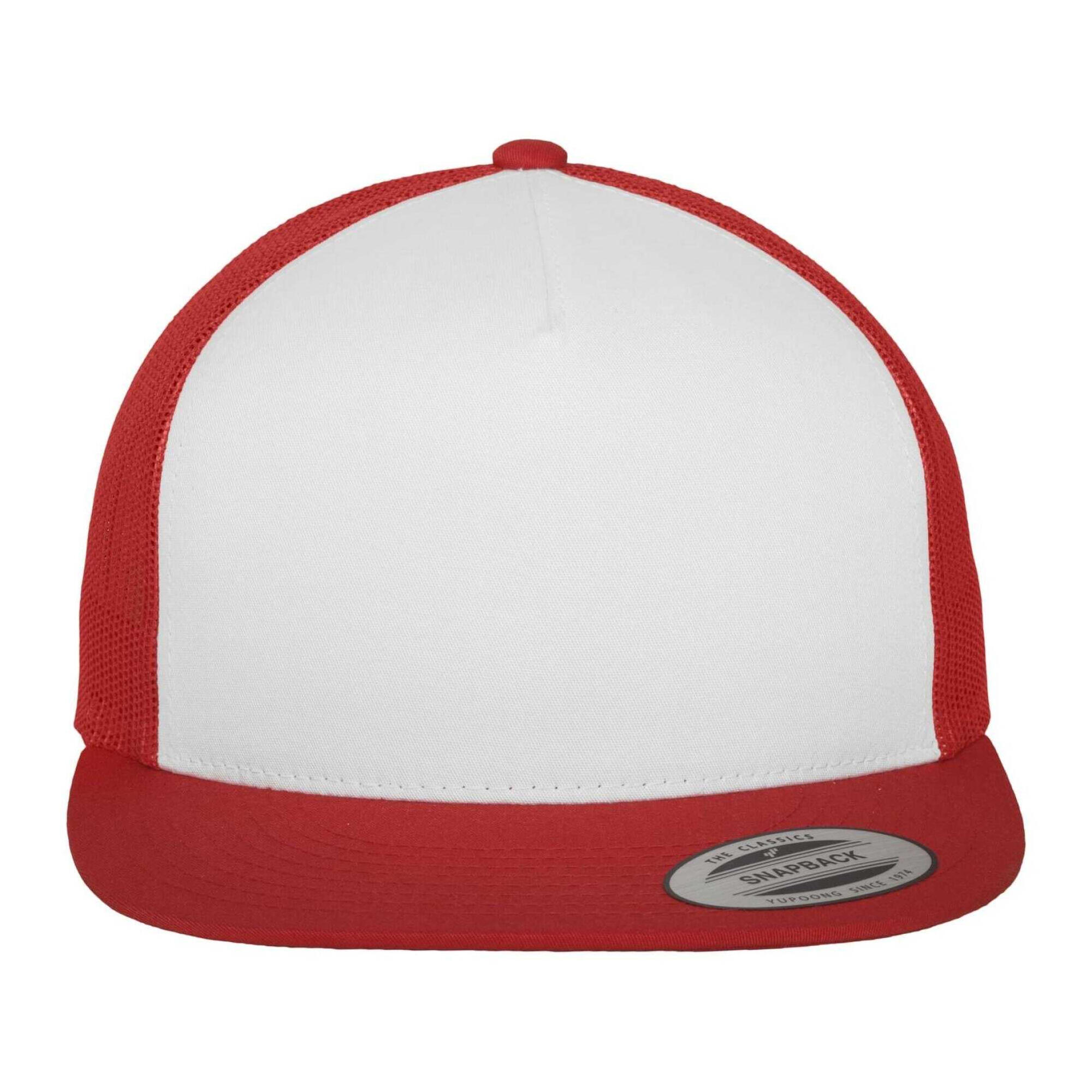 Cappellino Da Camionista Semplice Adulto Unisex Flexfit Classic Rosso Bianco 4/4