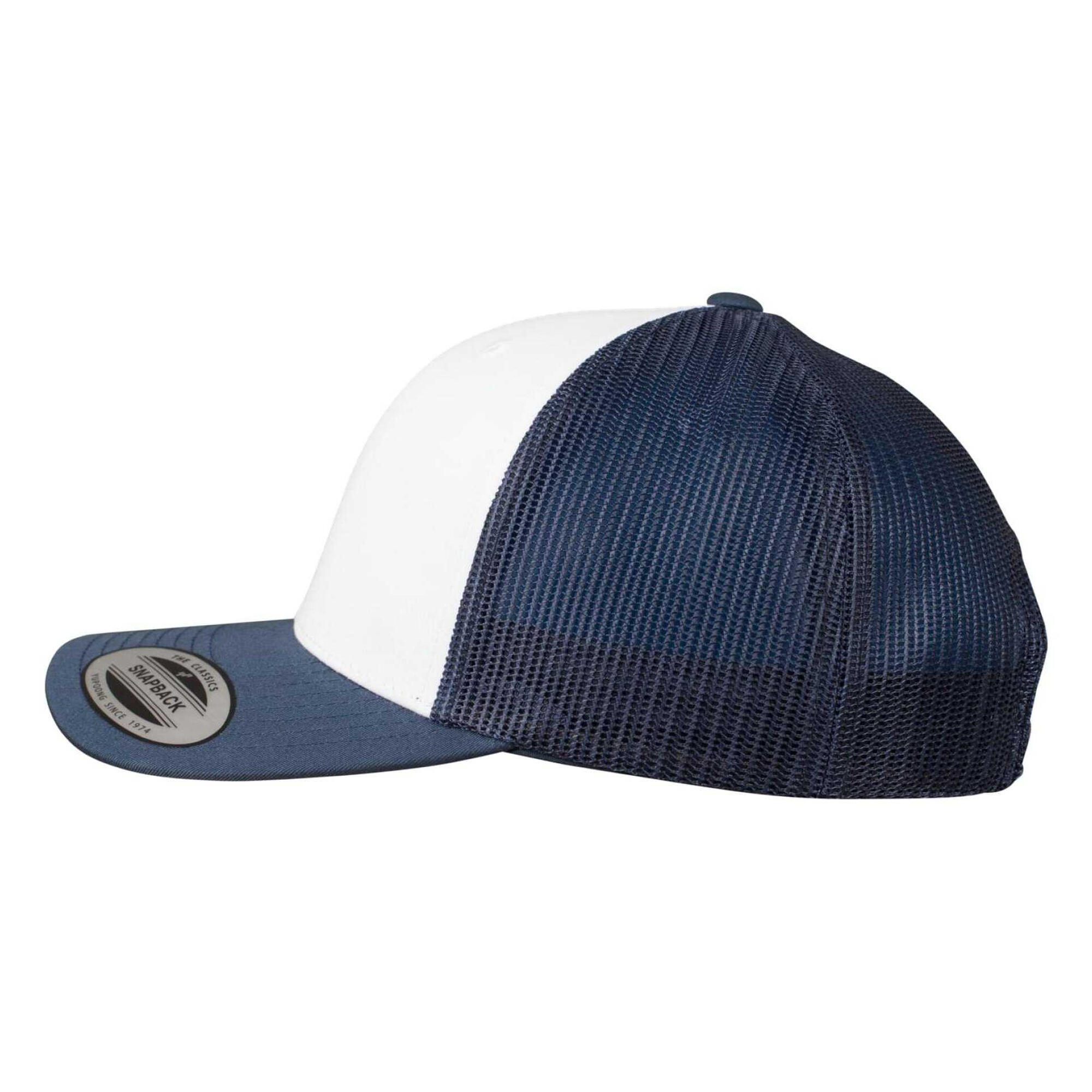 Trucker Cap für HerrenDamen Unisex, Blockfarben Damen und Herren Marine/Weiß 3/4