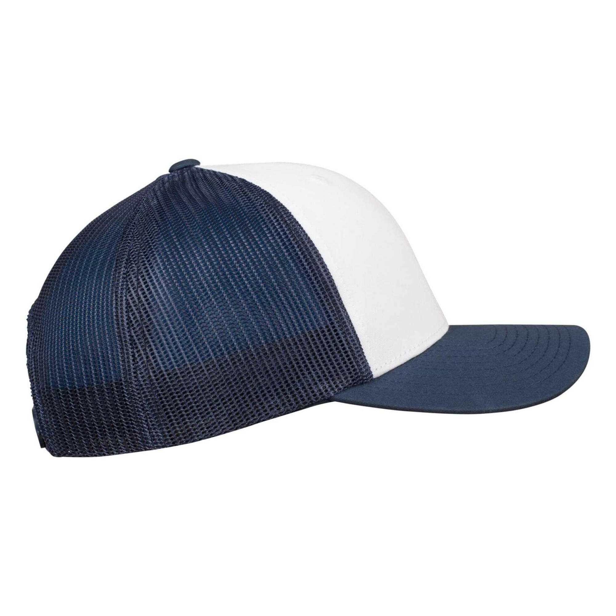 Trucker Cap für HerrenDamen Unisex, Blockfarben Damen und Herren Marine/Weiß 4/4
