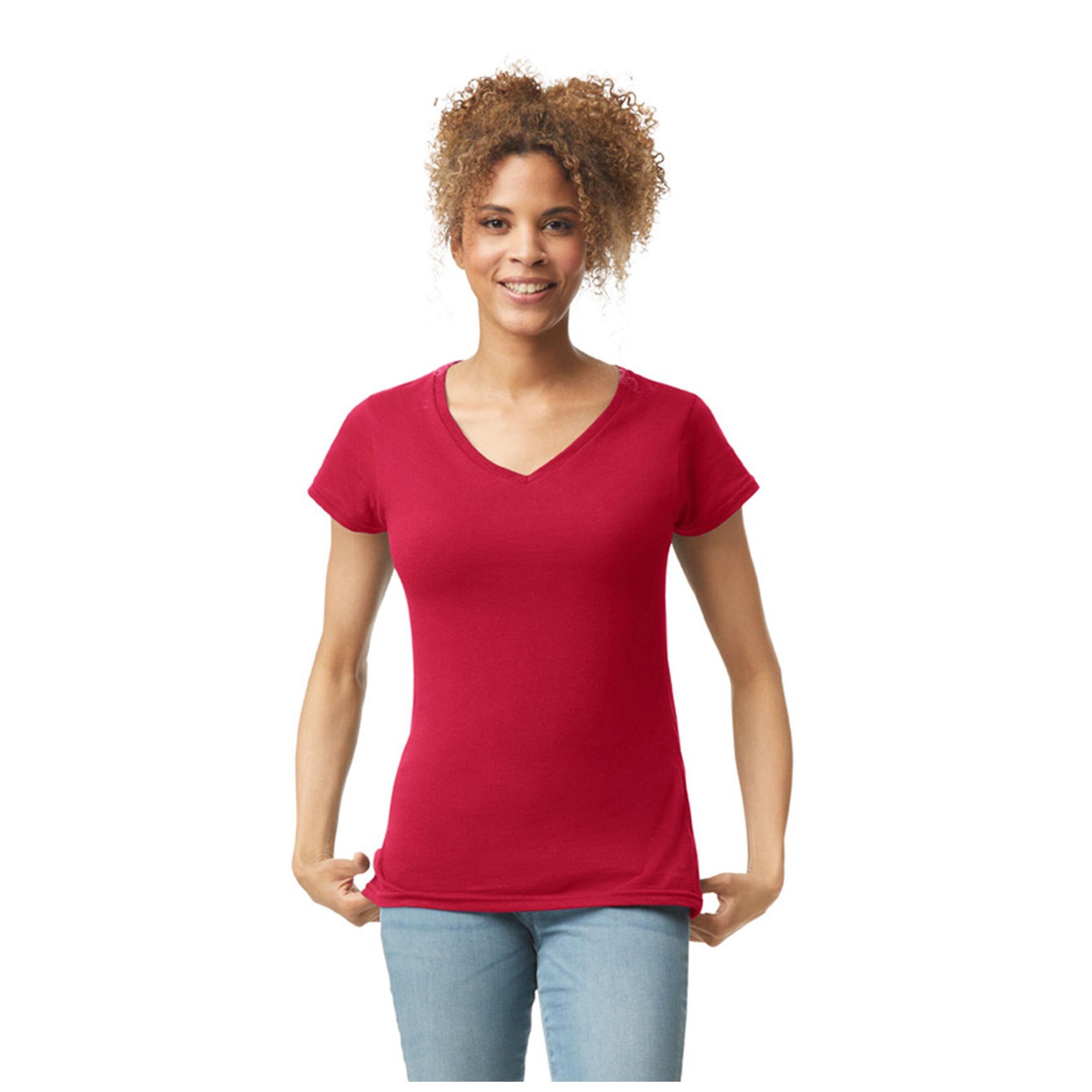 Maglietta Soffice Scollo A V Donna Gildan Rosso Ciliegio 2/4